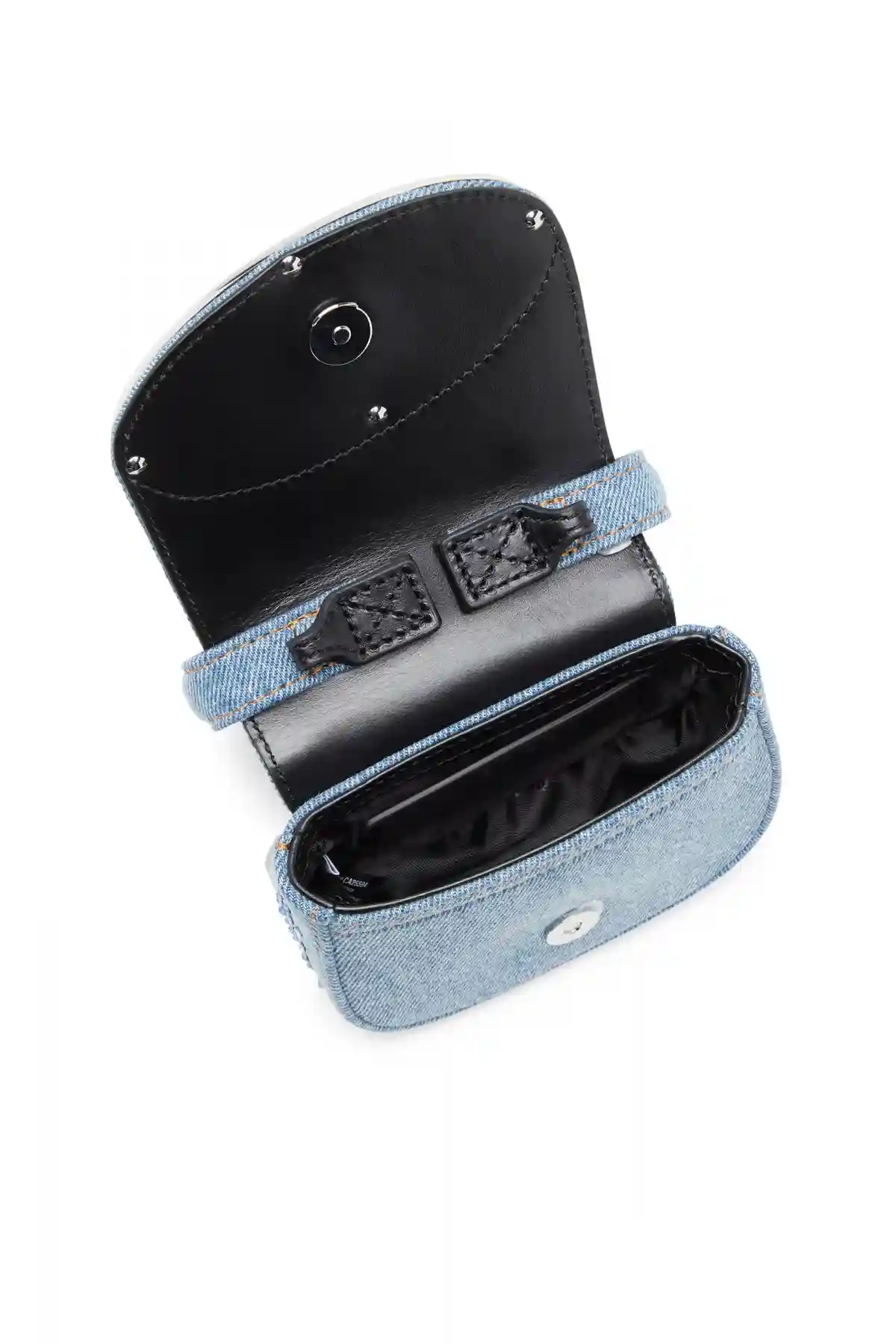 Blue 1DR Xs-Iconic mini bag in denim and crystals