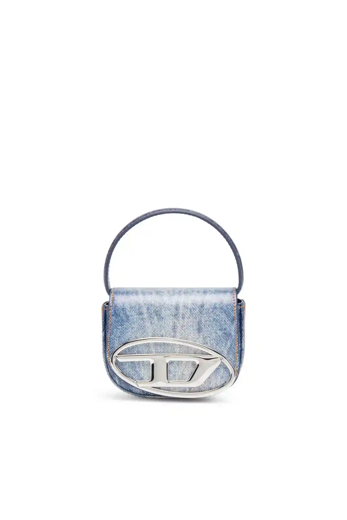 Blue 1DR Xs-Iconic mini bag in denim-print leather