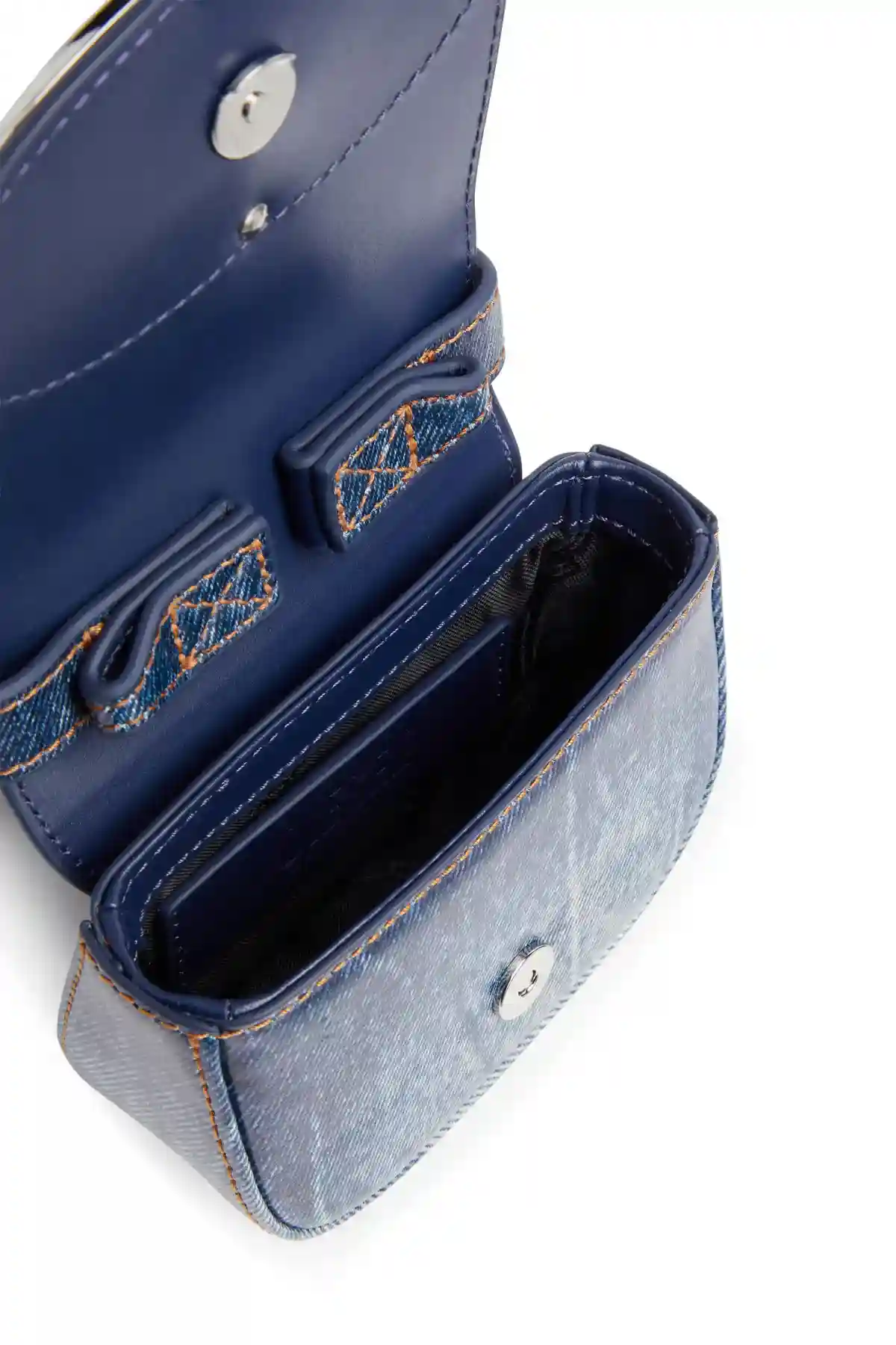 Blue 1DR Xs-Iconic mini bag in denim-print leather