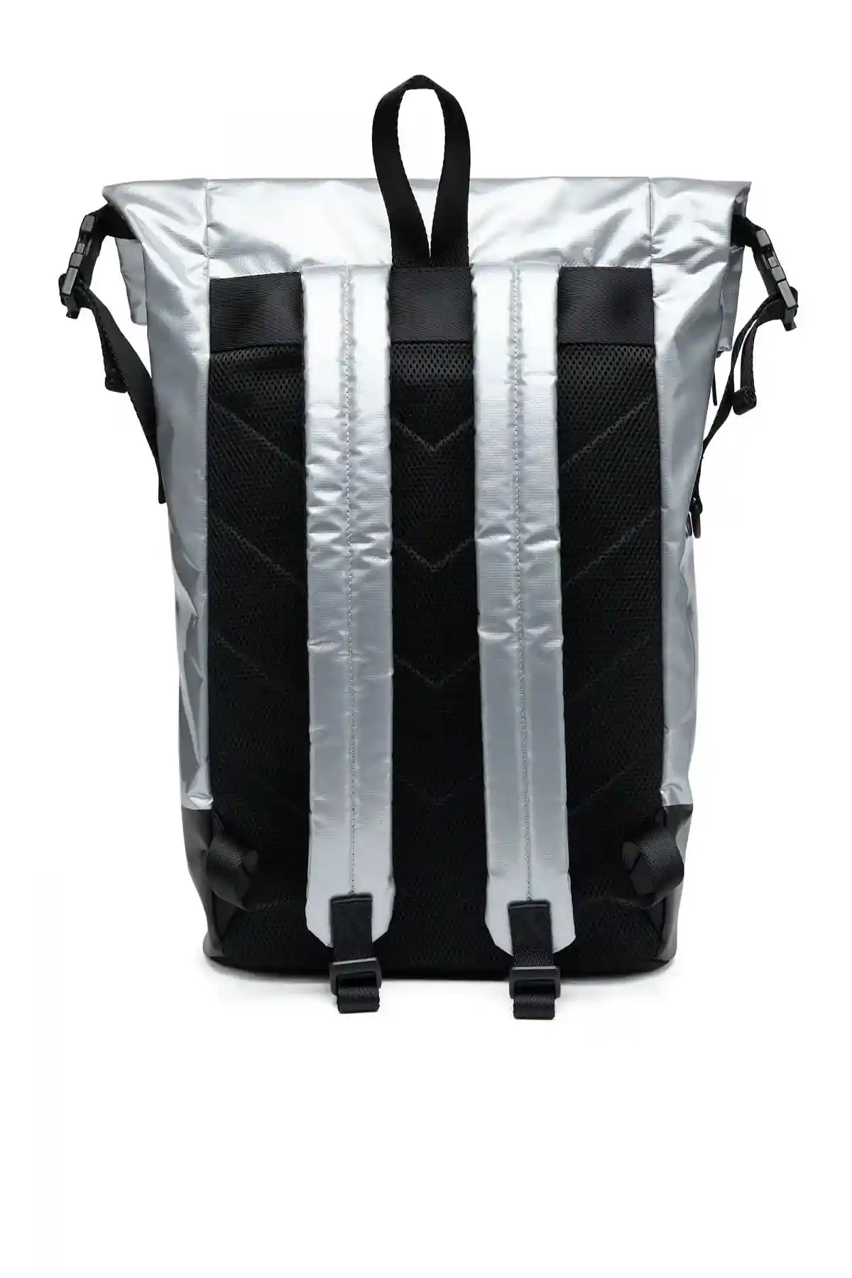 Silver Trap and D Backpack-Roll-top backpack in logo tarpaulin