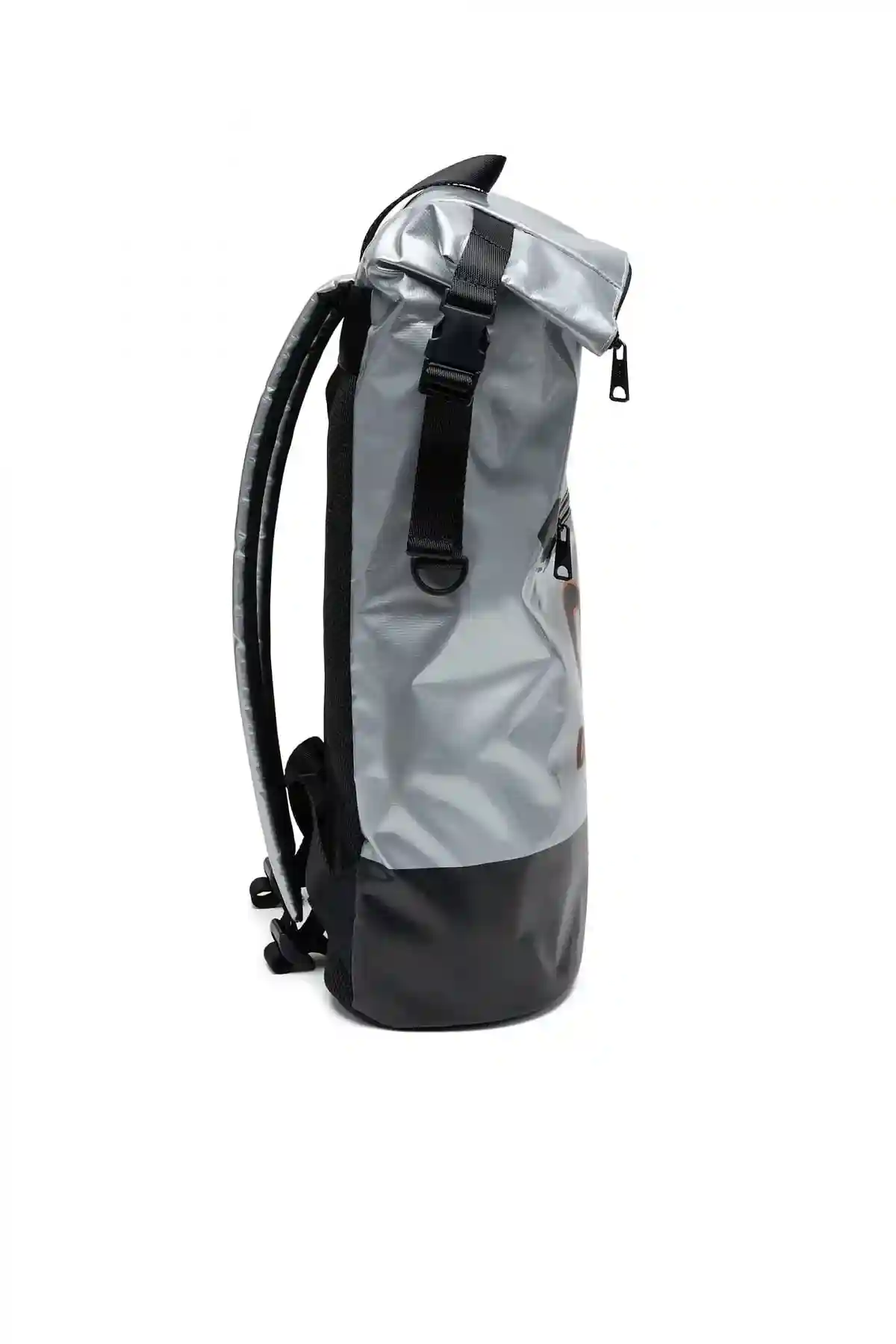 Silver Trap and D Backpack-Roll-top backpack in logo tarpaulin