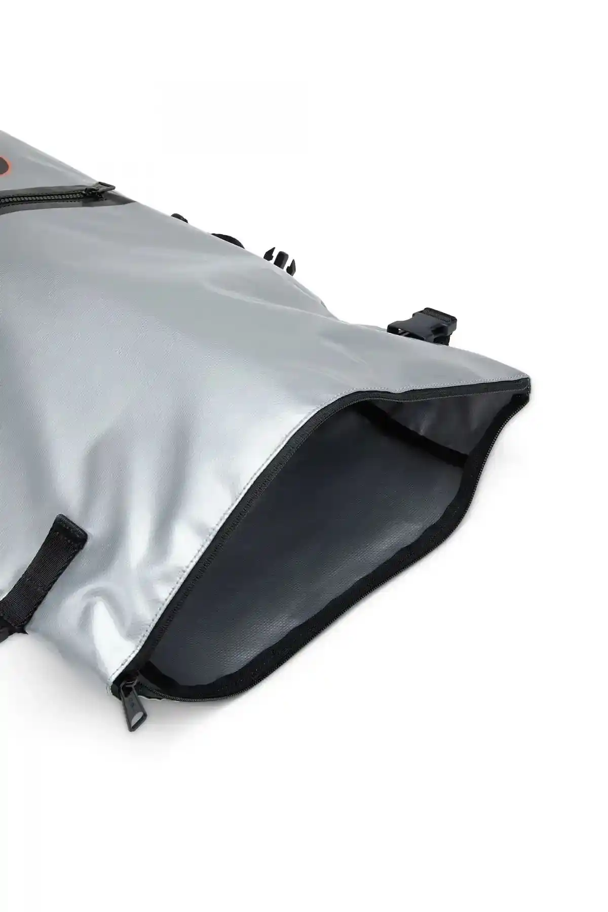 Silver Trap and D Backpack-Roll-top backpack in logo tarpaulin