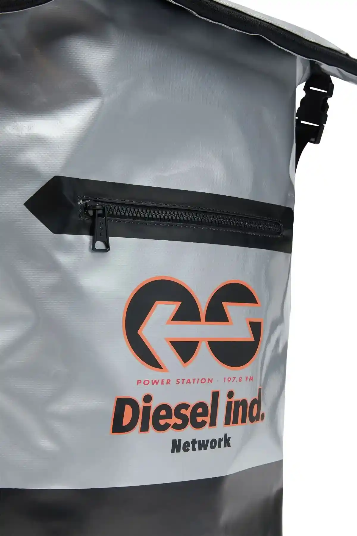 Silver Trap and D Backpack-Roll-top backpack in logo tarpaulin