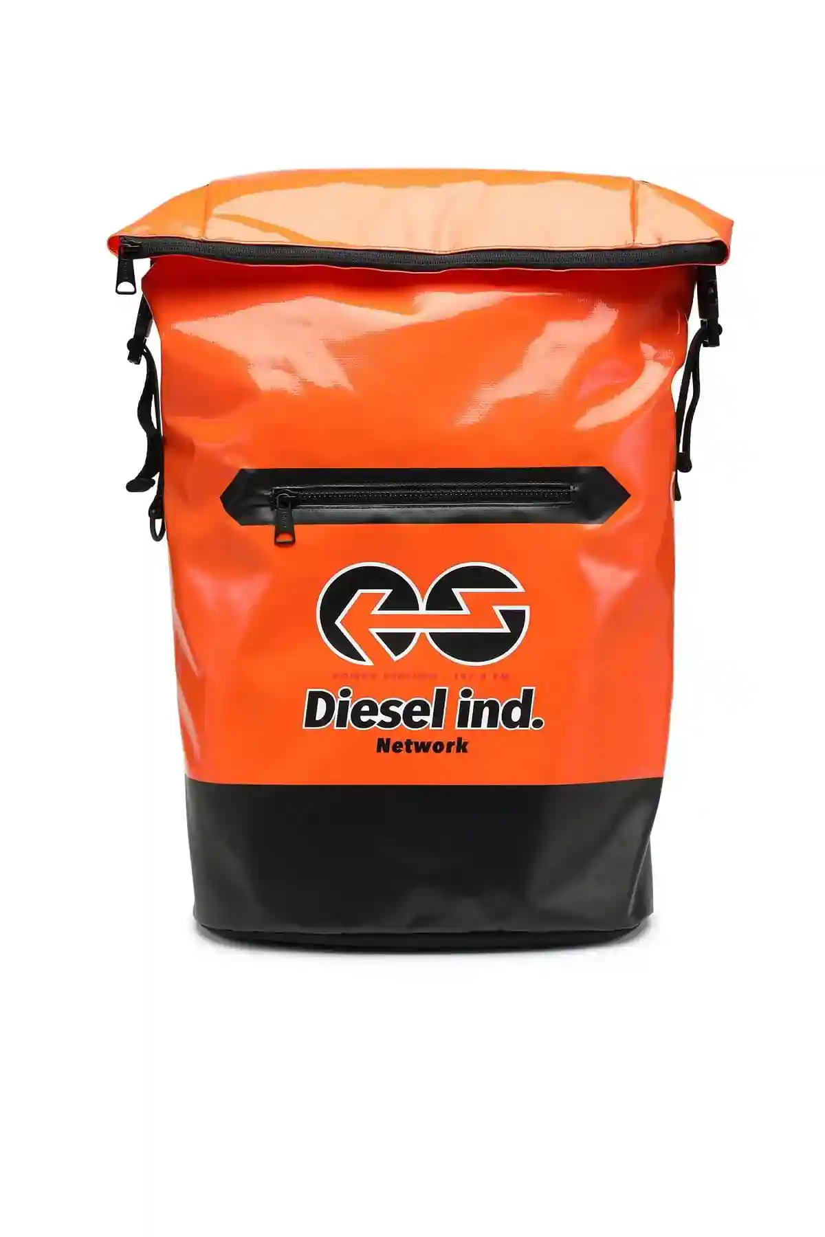 Orange Trap and D Backpack-Roll-top backpack in logo tarpaulin