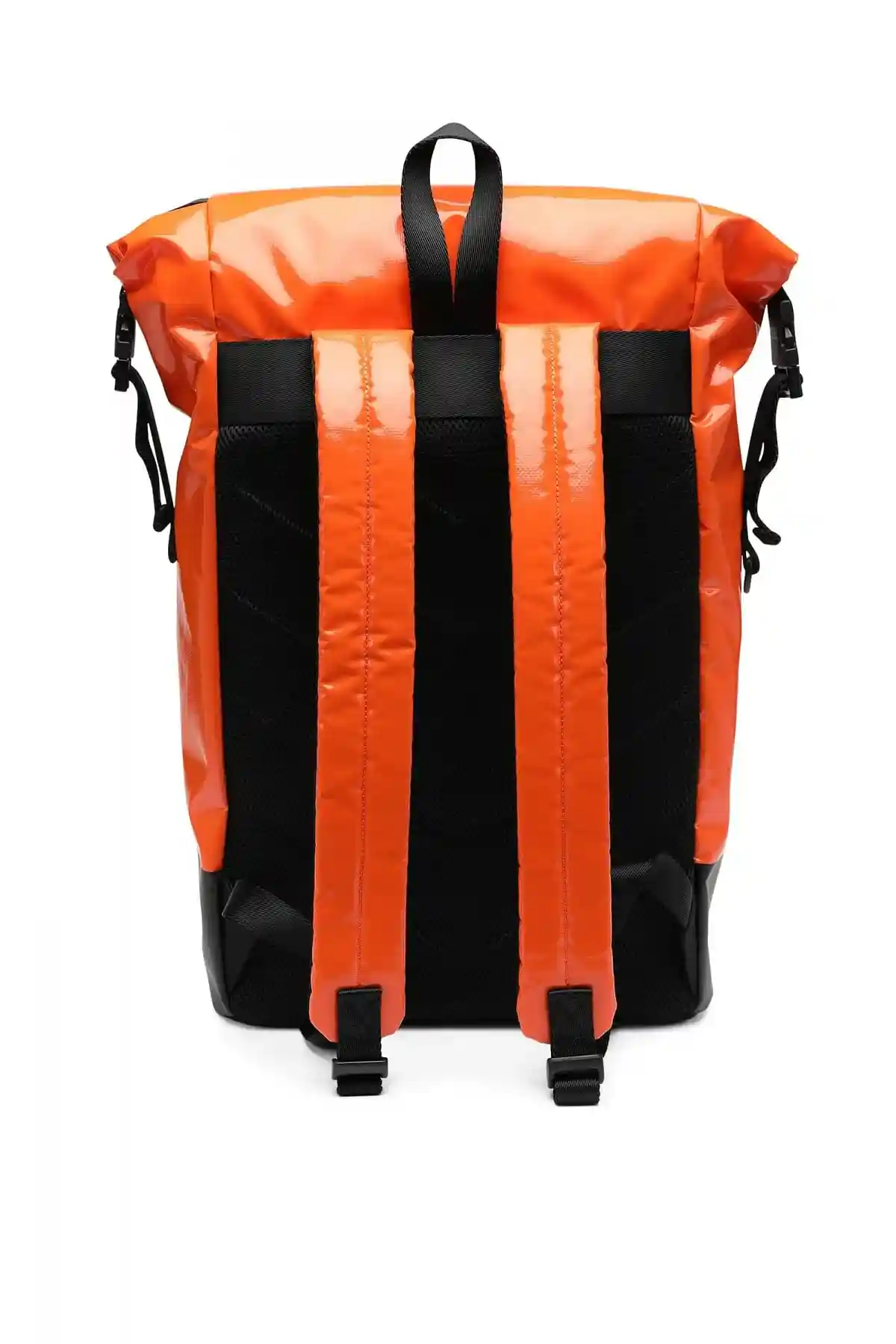 Orange Trap and D Backpack-Roll-top backpack in logo tarpaulin