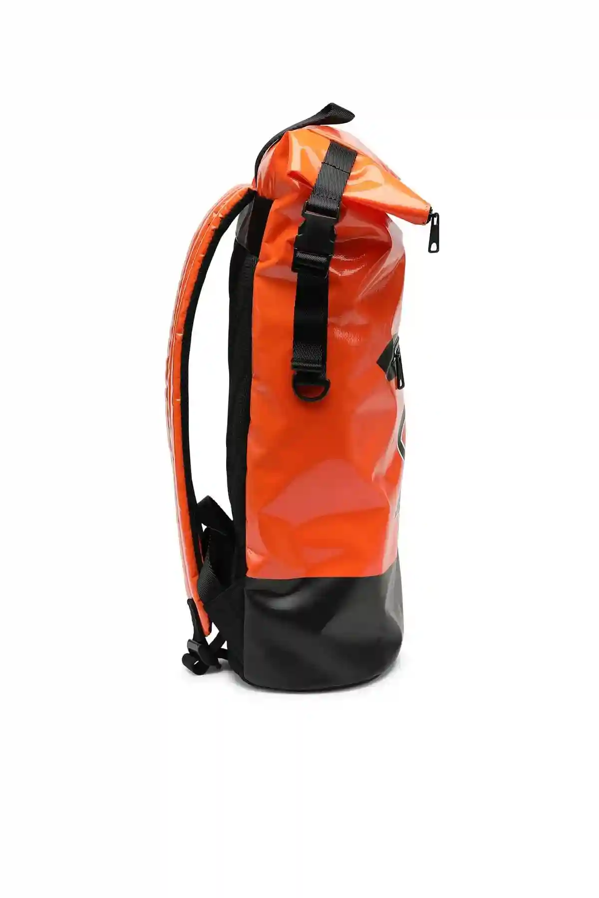 Orange Trap and D Backpack-Roll-top backpack in logo tarpaulin