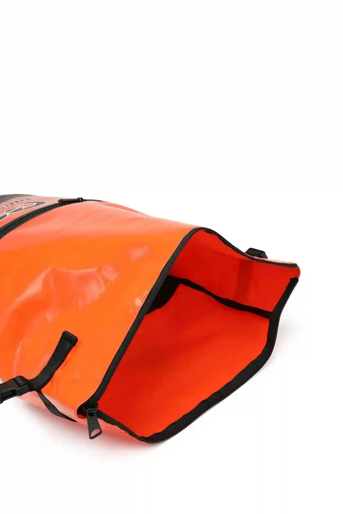 Orange Trap and D Backpack-Roll-top backpack in logo tarpaulin
