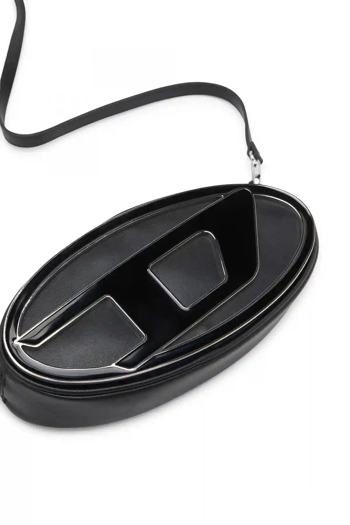 Black 1DR-Pouch-Small leather crossbody with logo plaque