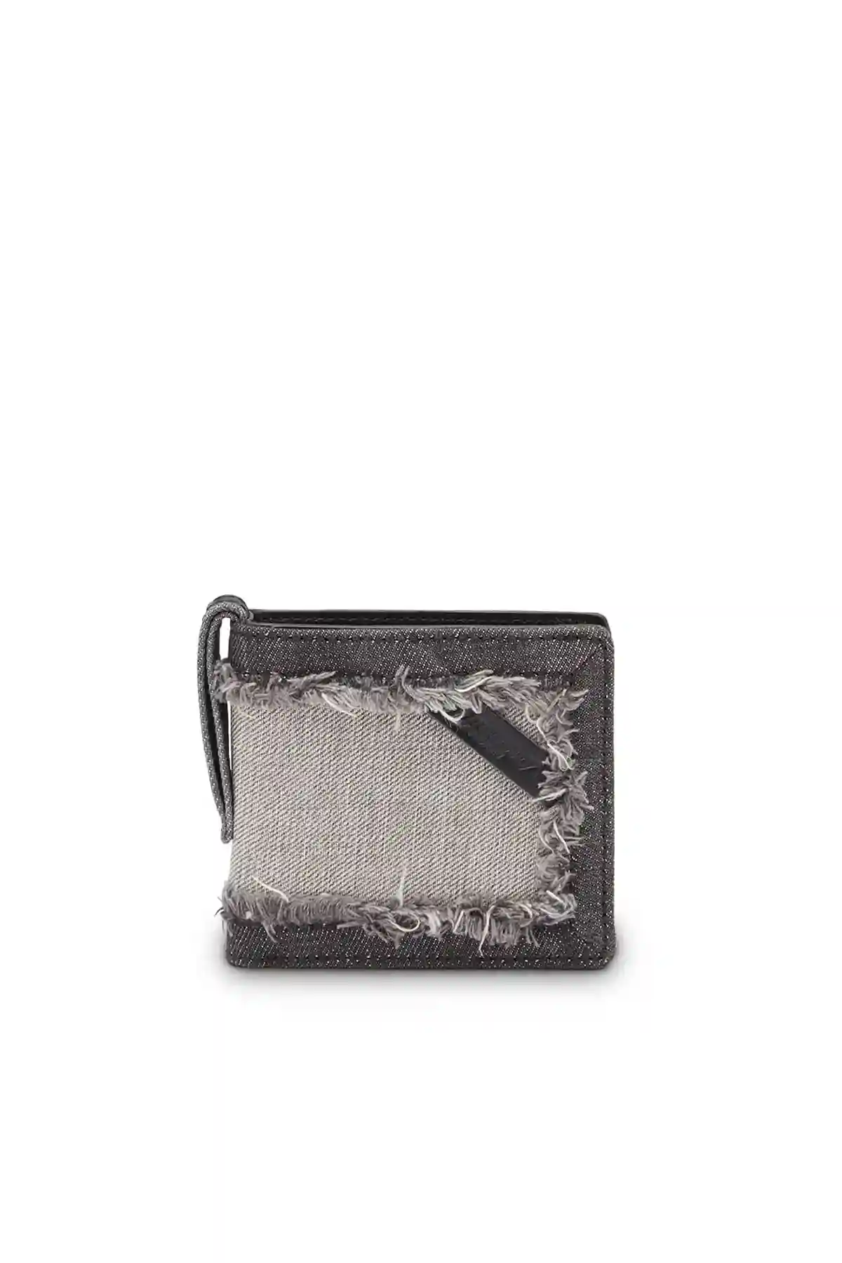 Black Bi-fold wallet in frayed denim
