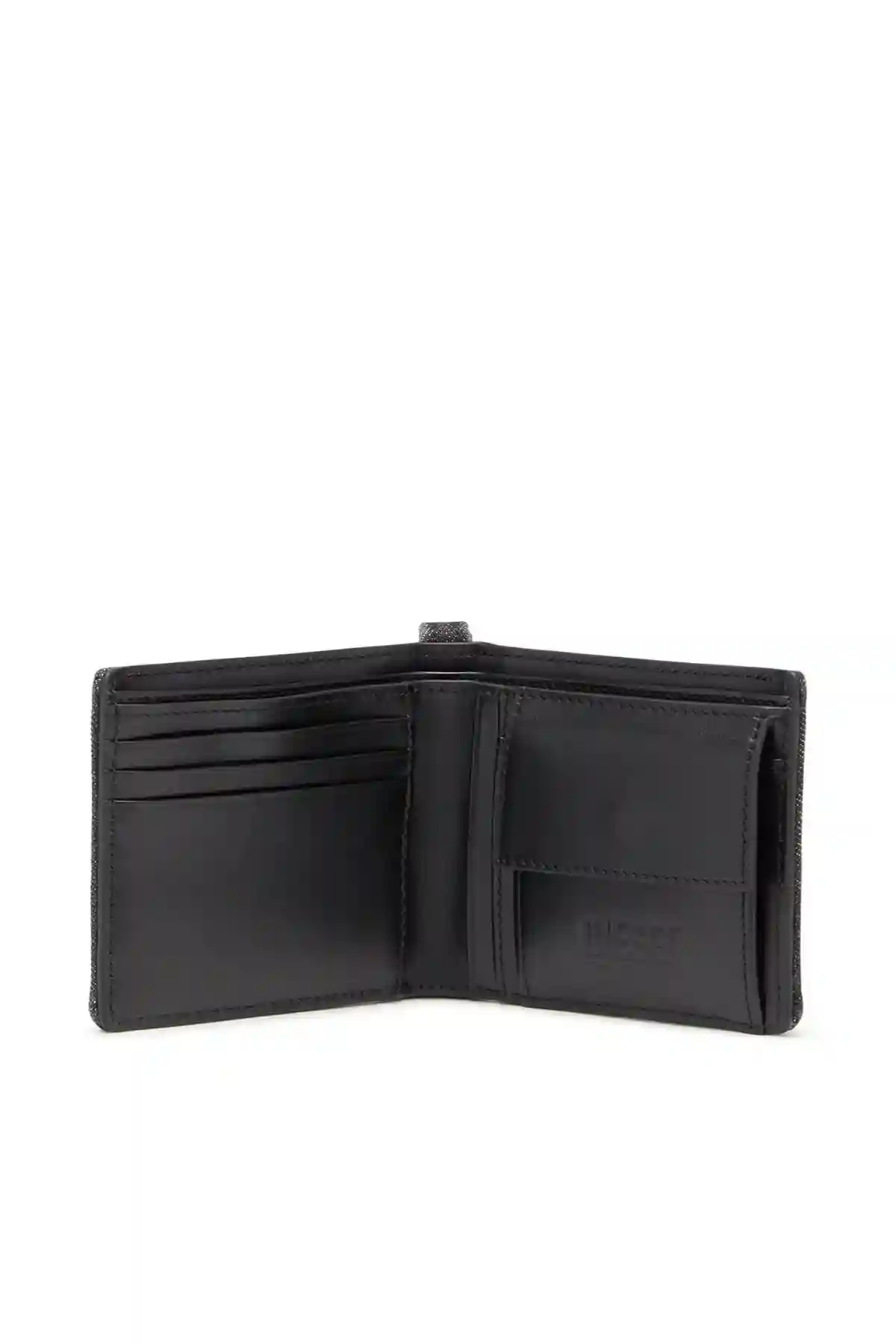 Black Bi-fold wallet in frayed denim