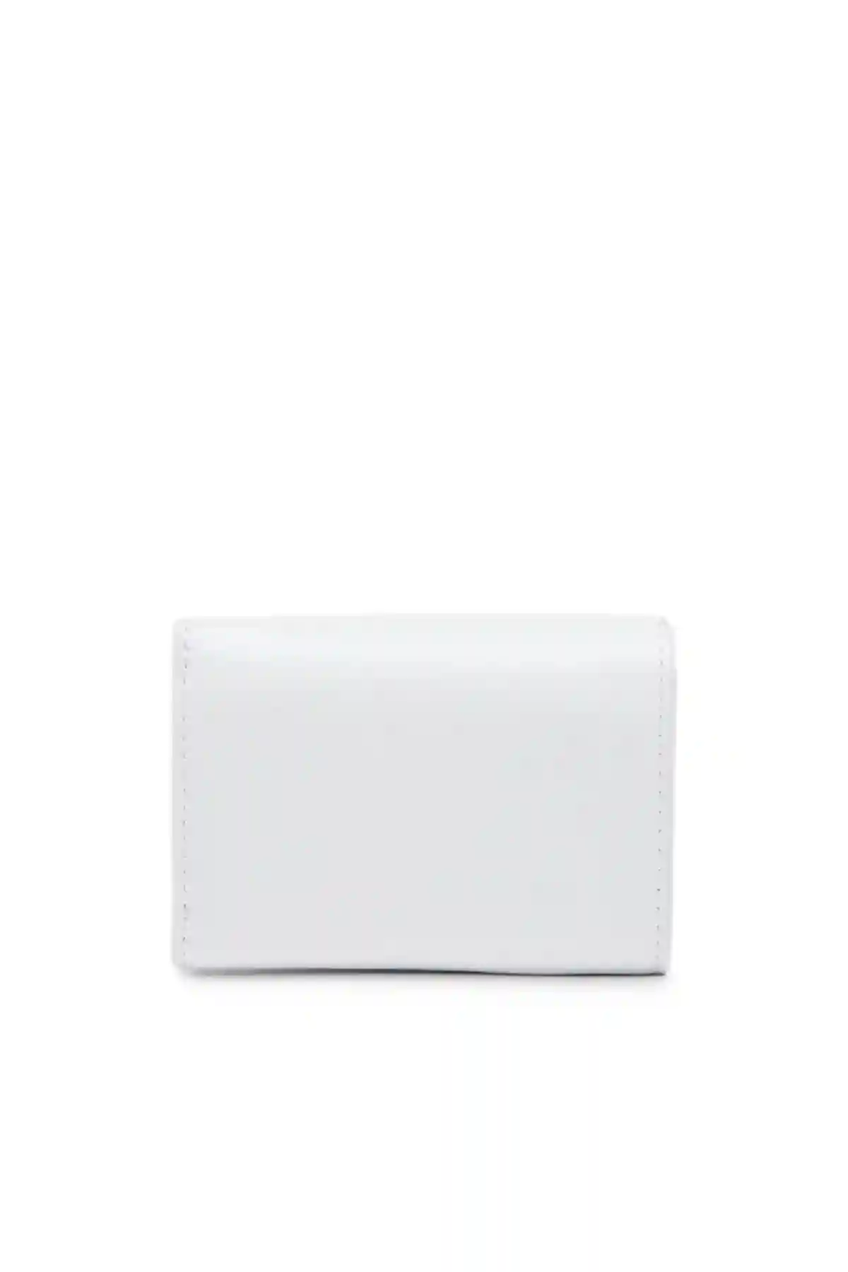 White Leather tri-fold wallet with logo plaque