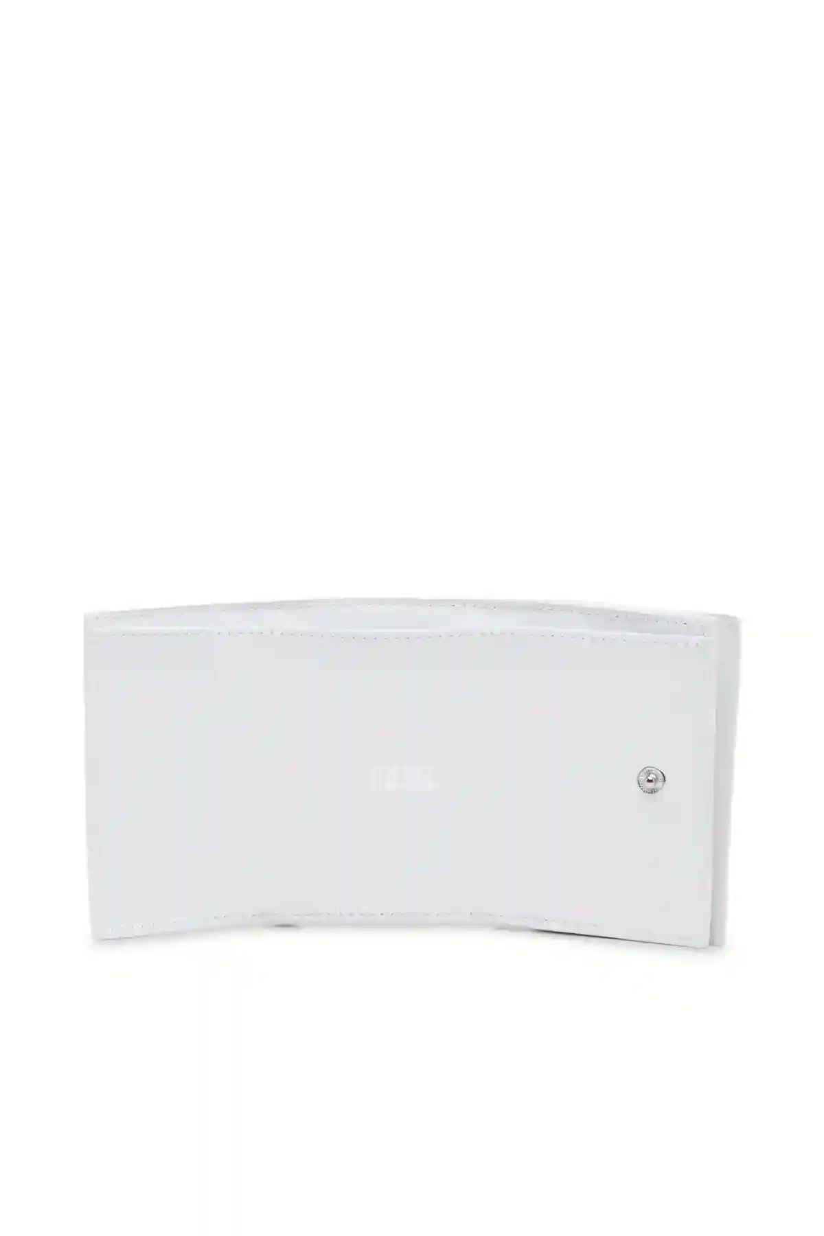 White Leather tri-fold wallet with logo plaque