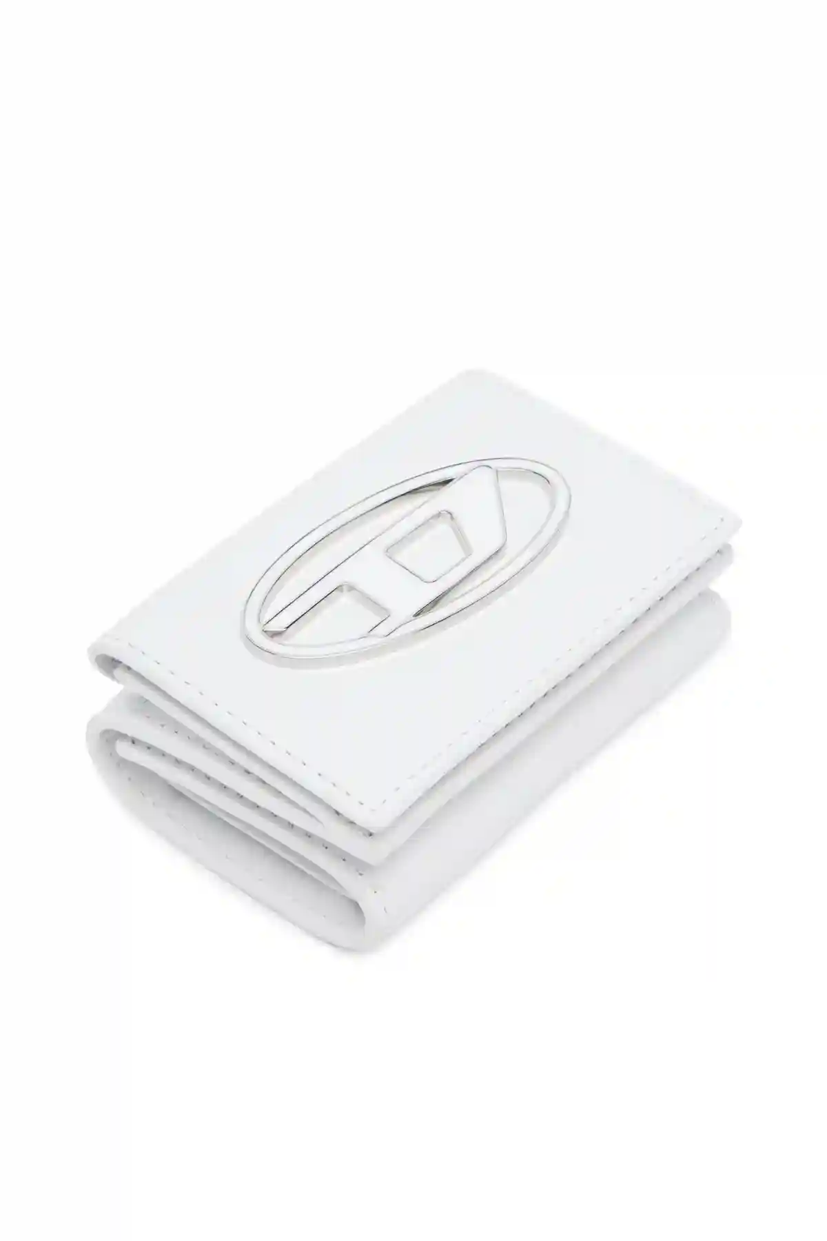 White Leather tri-fold wallet with logo plaque
