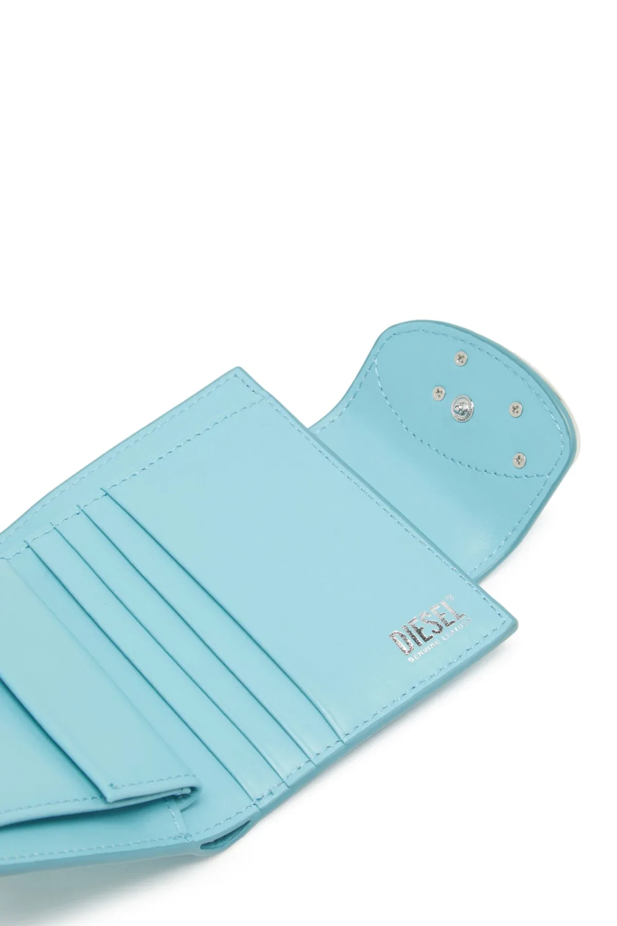Blue Colour-block leather wallet