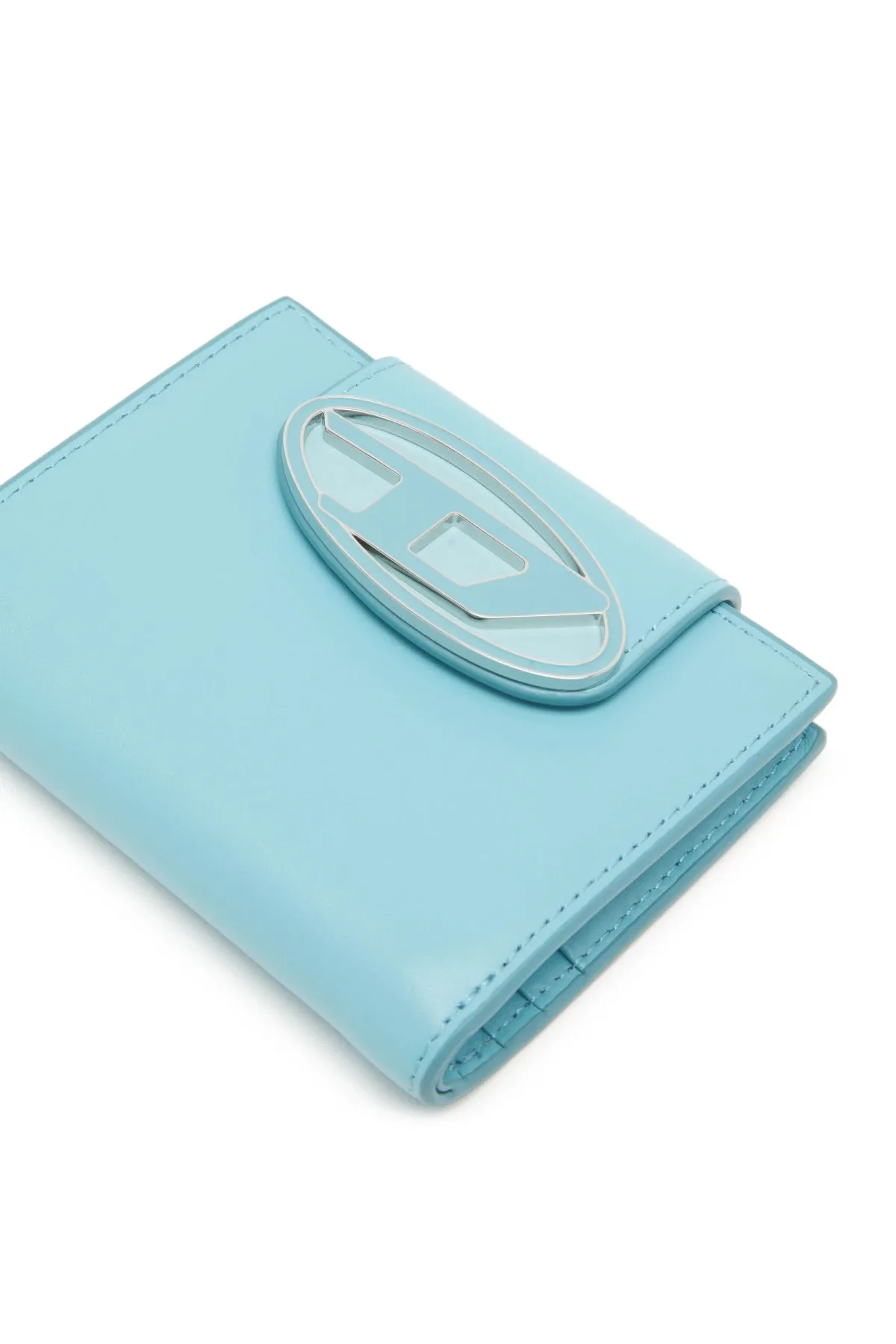 Blue Colour-block leather wallet