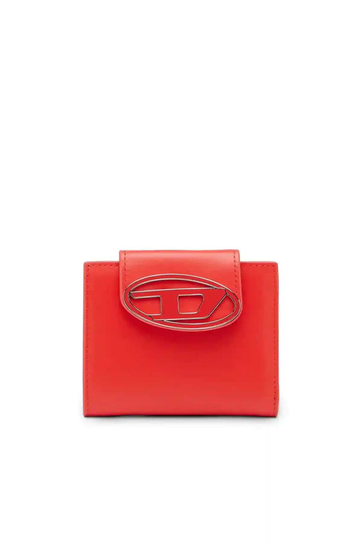 Red Wallet in nappa leather with logo plaque