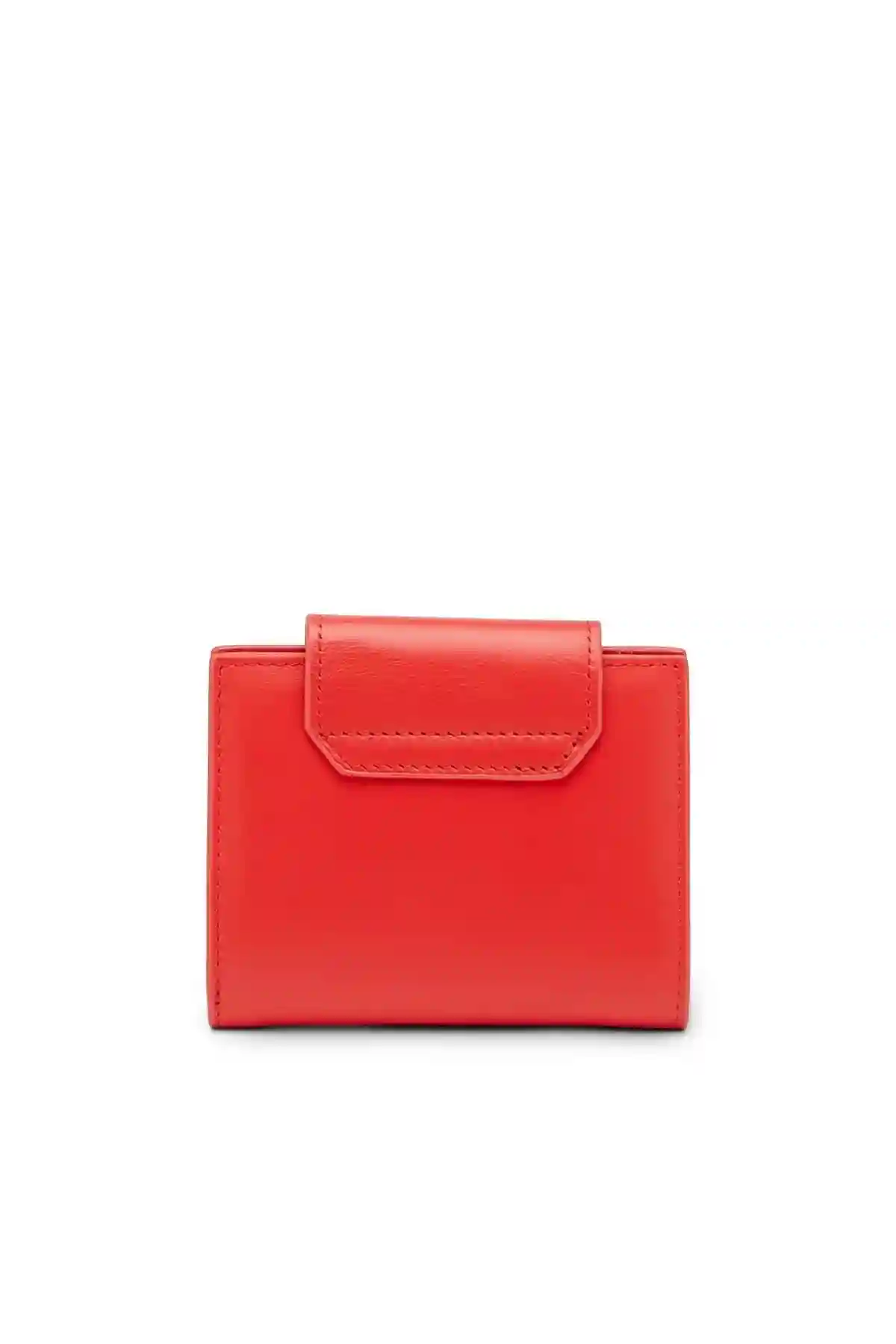 Red Wallet in nappa leather with logo plaque