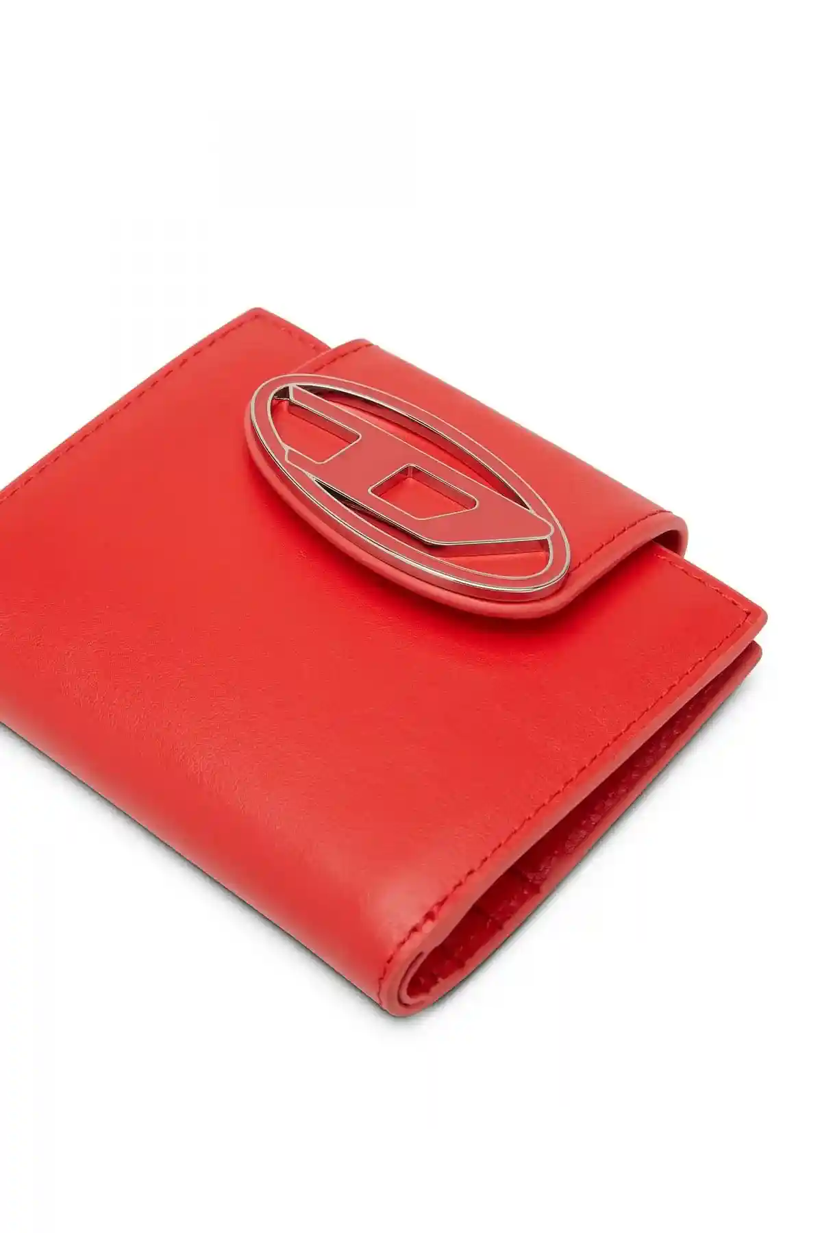 Red Wallet in nappa leather with logo plaque