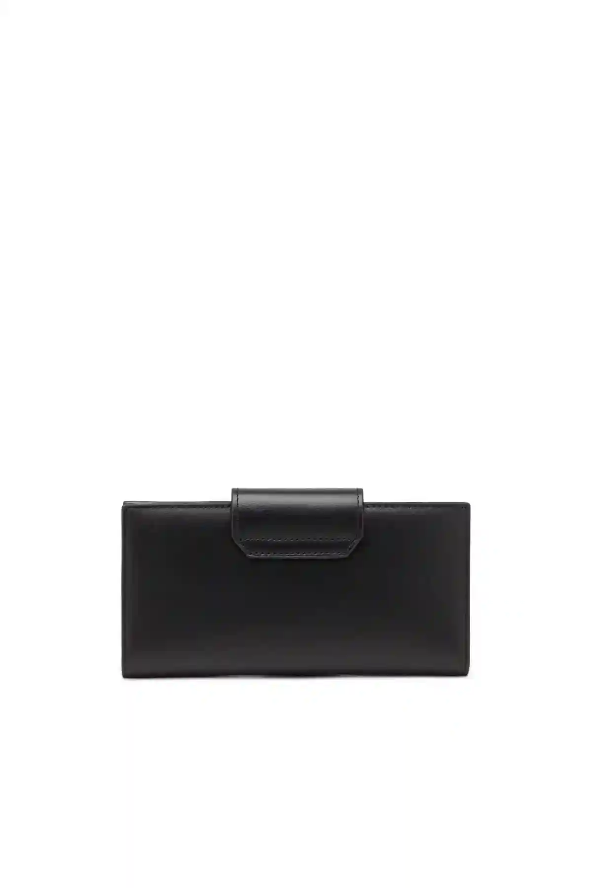 Black Leather continental wallet with logo plaque