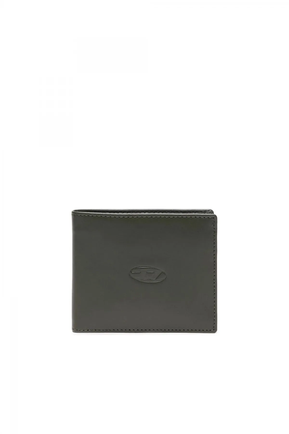 Green Leather bi-fold wallet with debossed logo