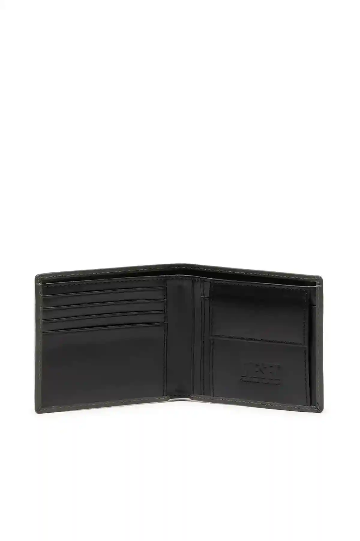 Green Leather bi-fold wallet with debossed logo