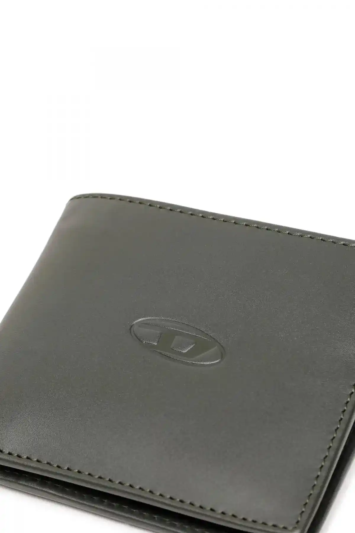 Green Leather bi-fold wallet with debossed logo