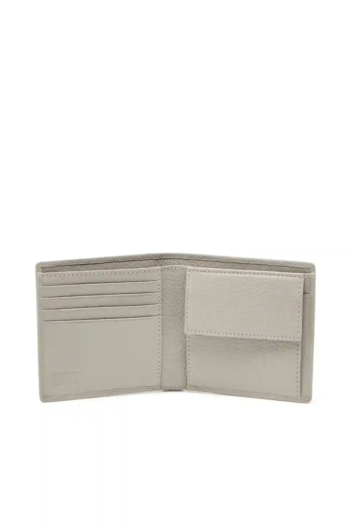 Grey Bi-fold wallet in grainy leather