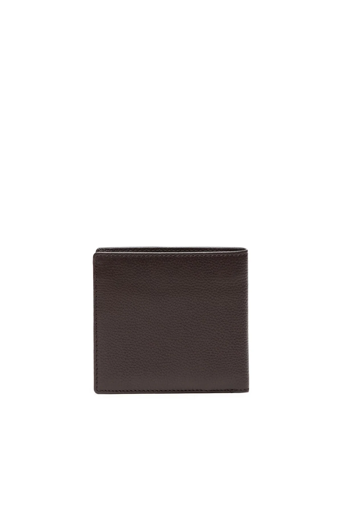 Brown Bi-fold wallet in grainy leather