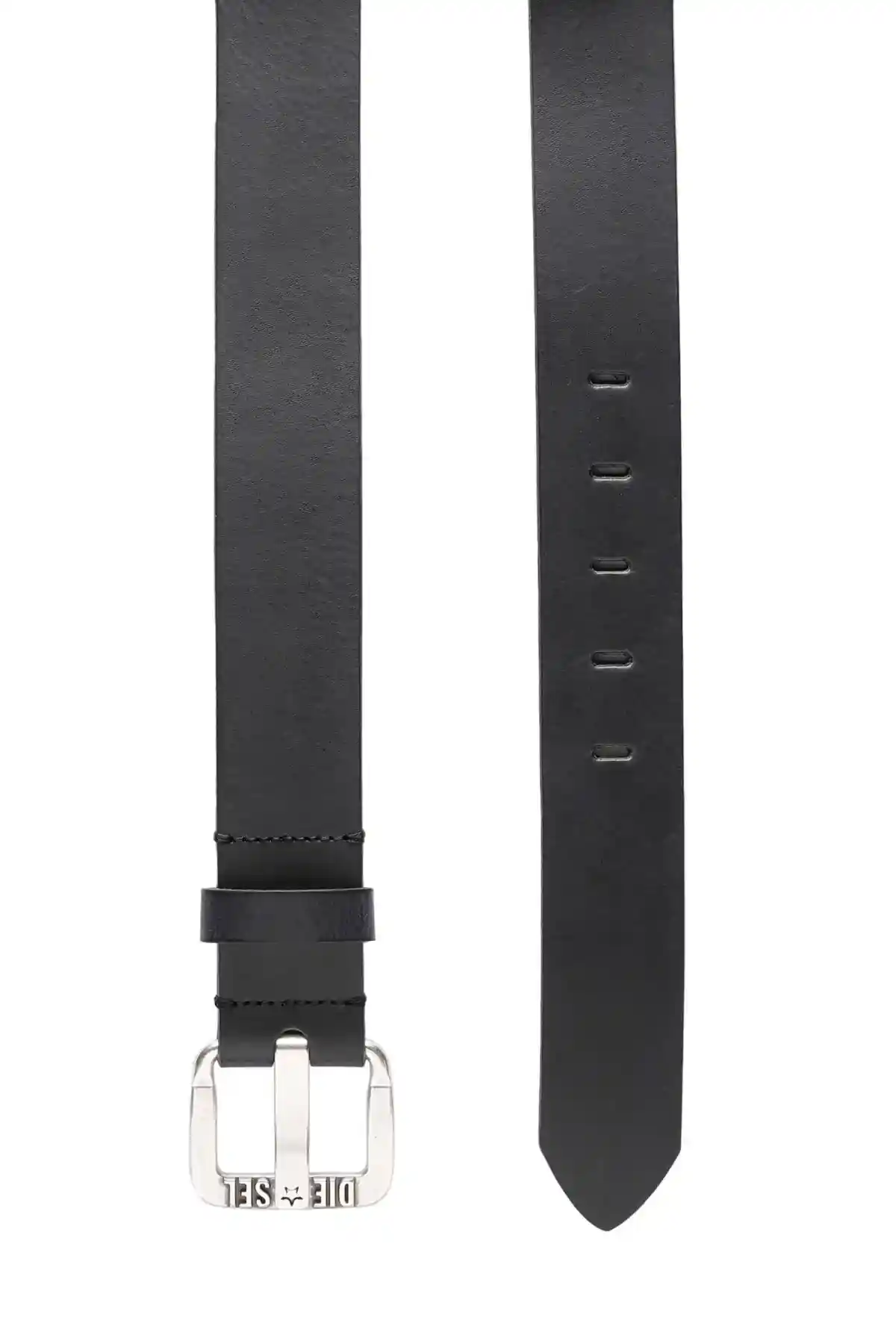 Black Leather belt with metal star logo buckle