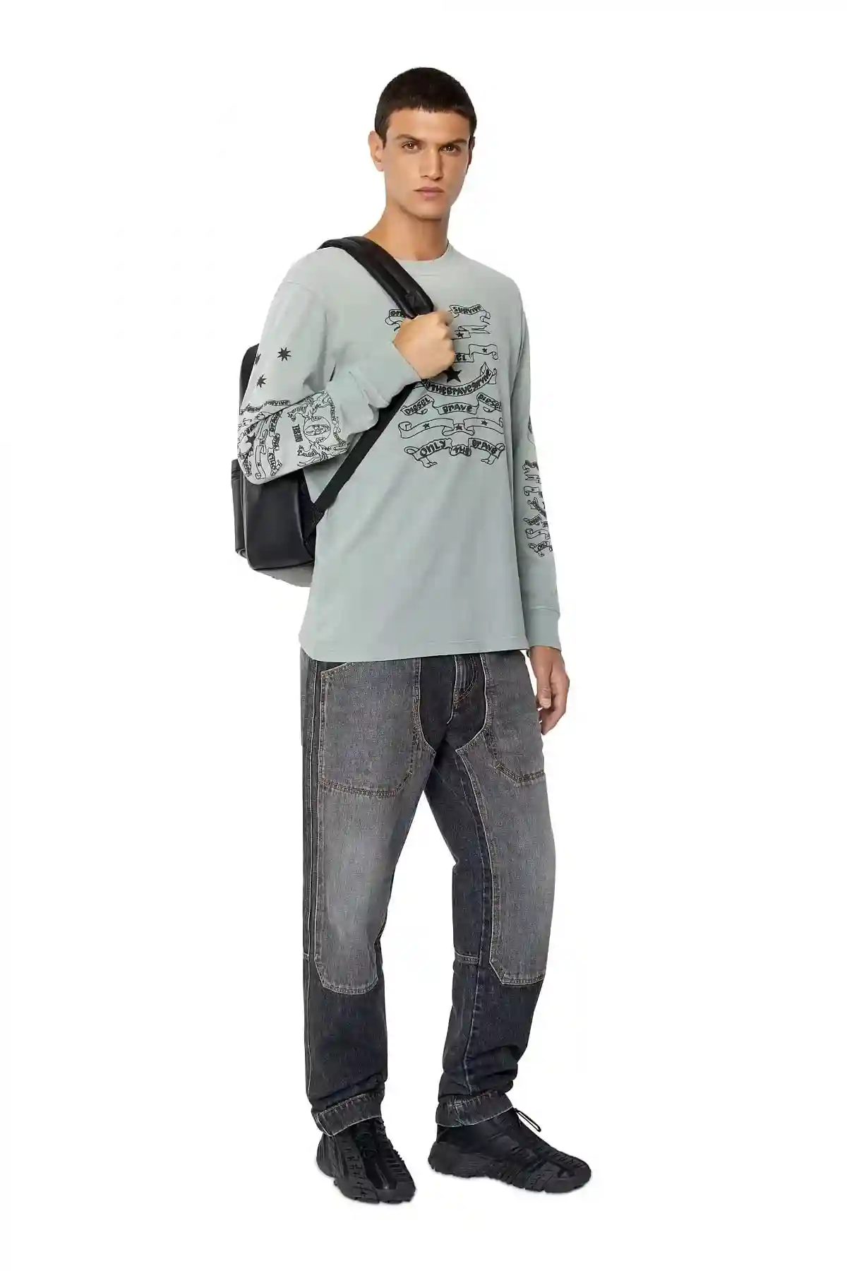 Black D.90 Backpack-Backpack with embossed logo