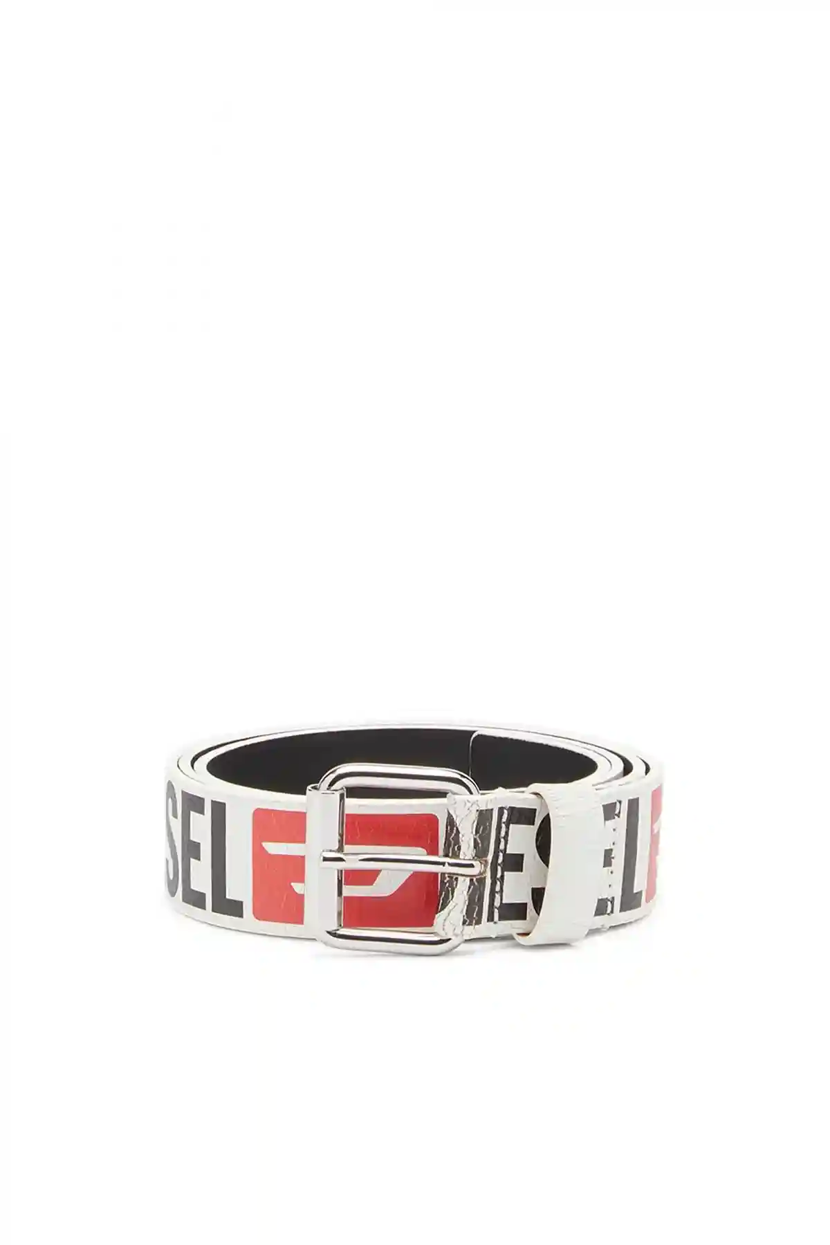White Logo belt in cracked leather