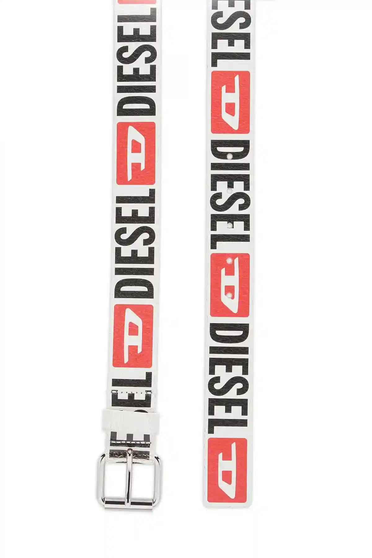White Logo belt in cracked leather