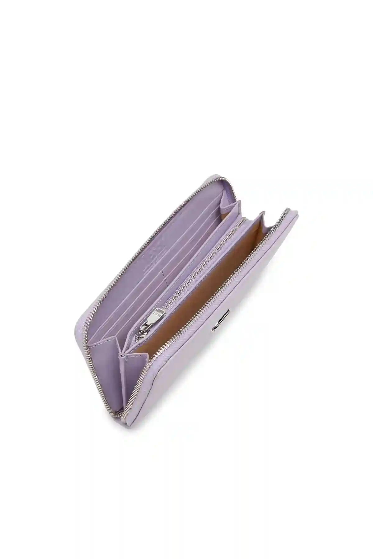 Violet Zip-around wallet in grainy leather