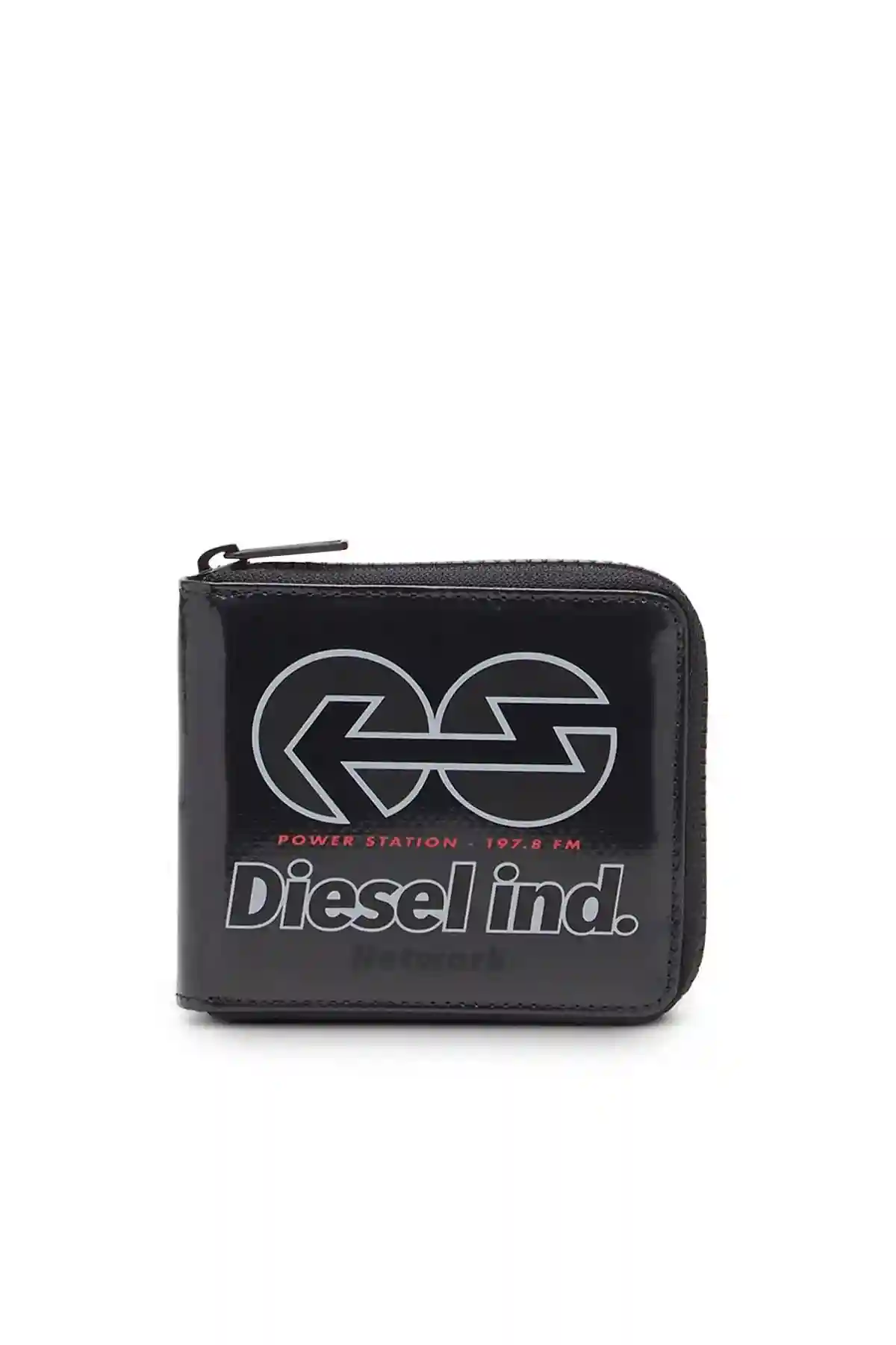 Black Zip-around wallet in logo tarpaulin