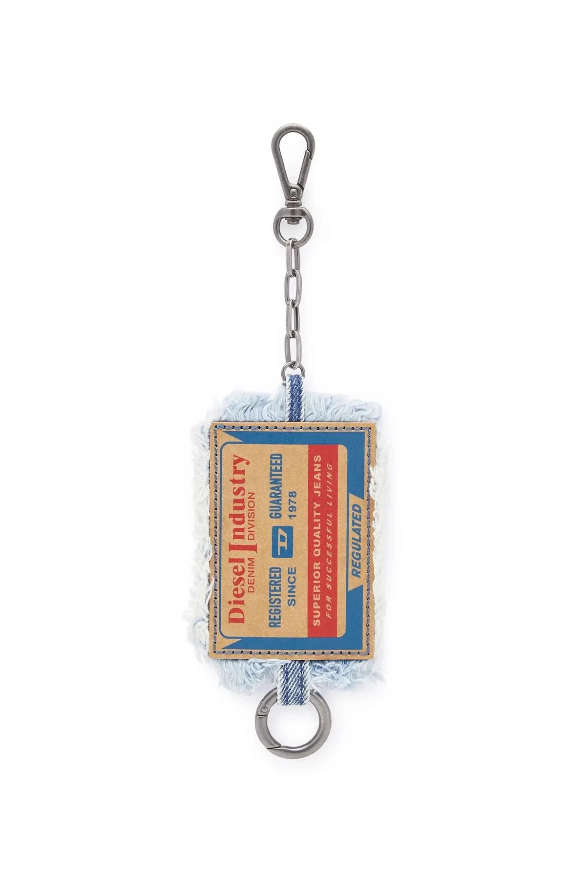 Blue Denim badge holder with leather patch