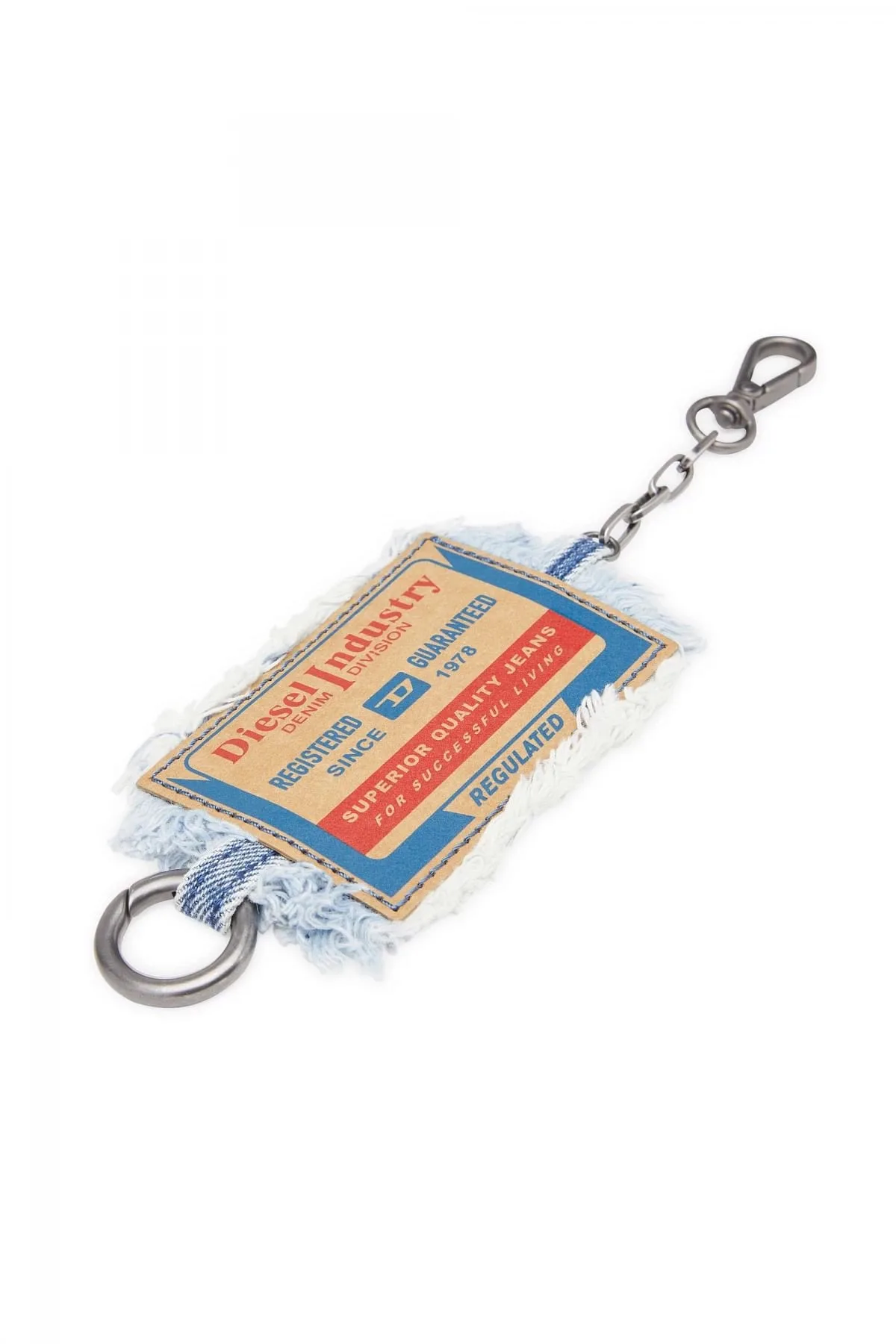 Blue Denim badge holder with leather patch