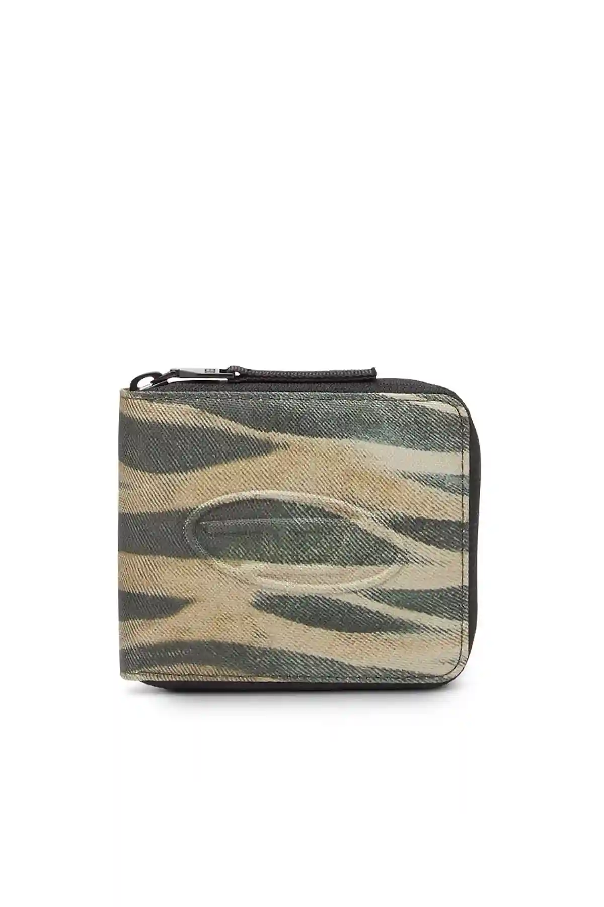 Green Camo zip-around wallet with embossed logo