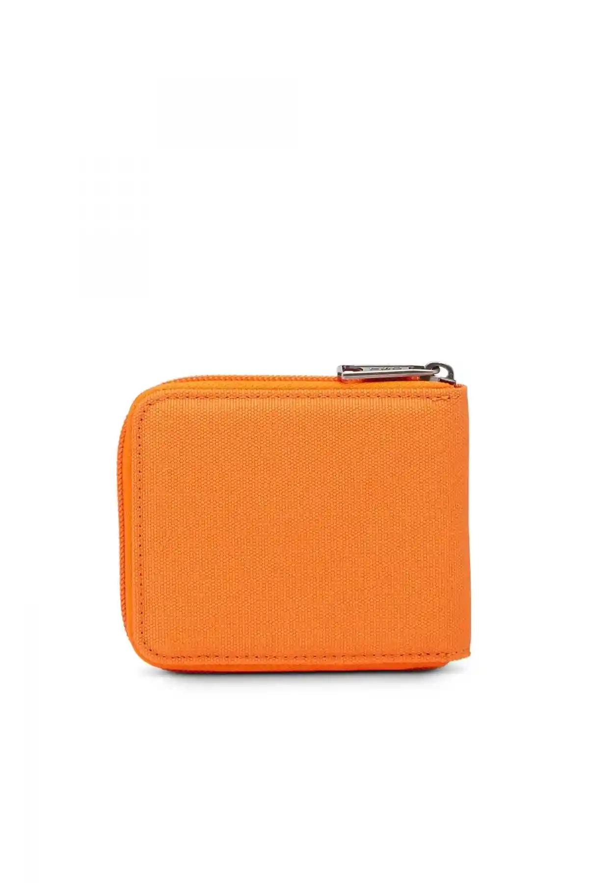 Orange Zip-around wallet with logo embroidery
