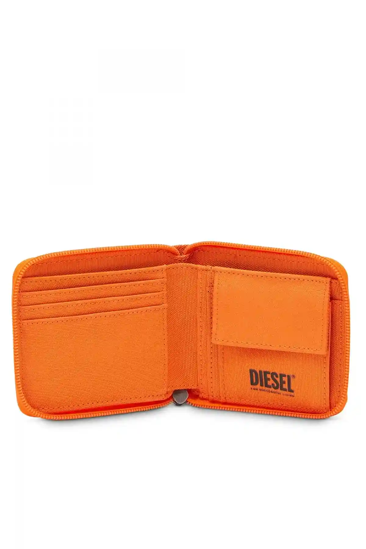 Orange Zip-around wallet with logo embroidery