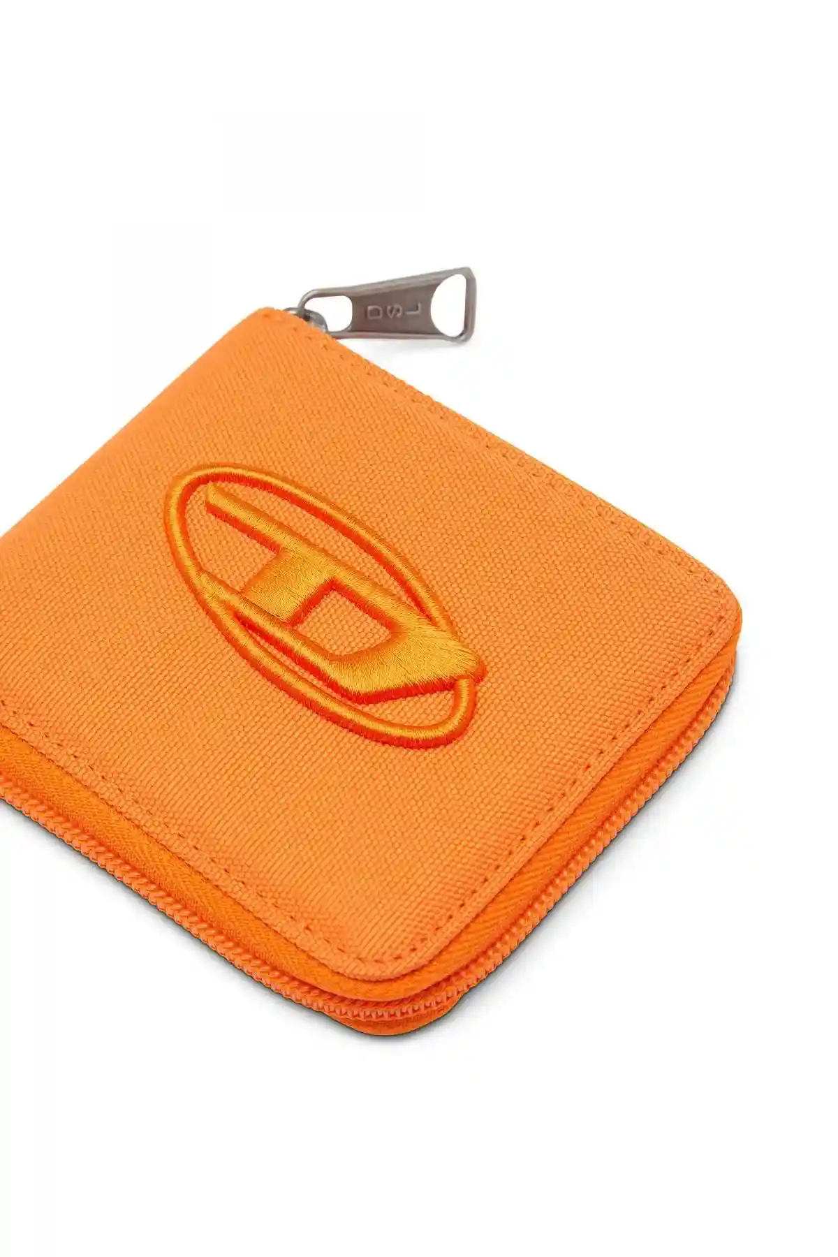 Orange Zip-around wallet with logo embroidery