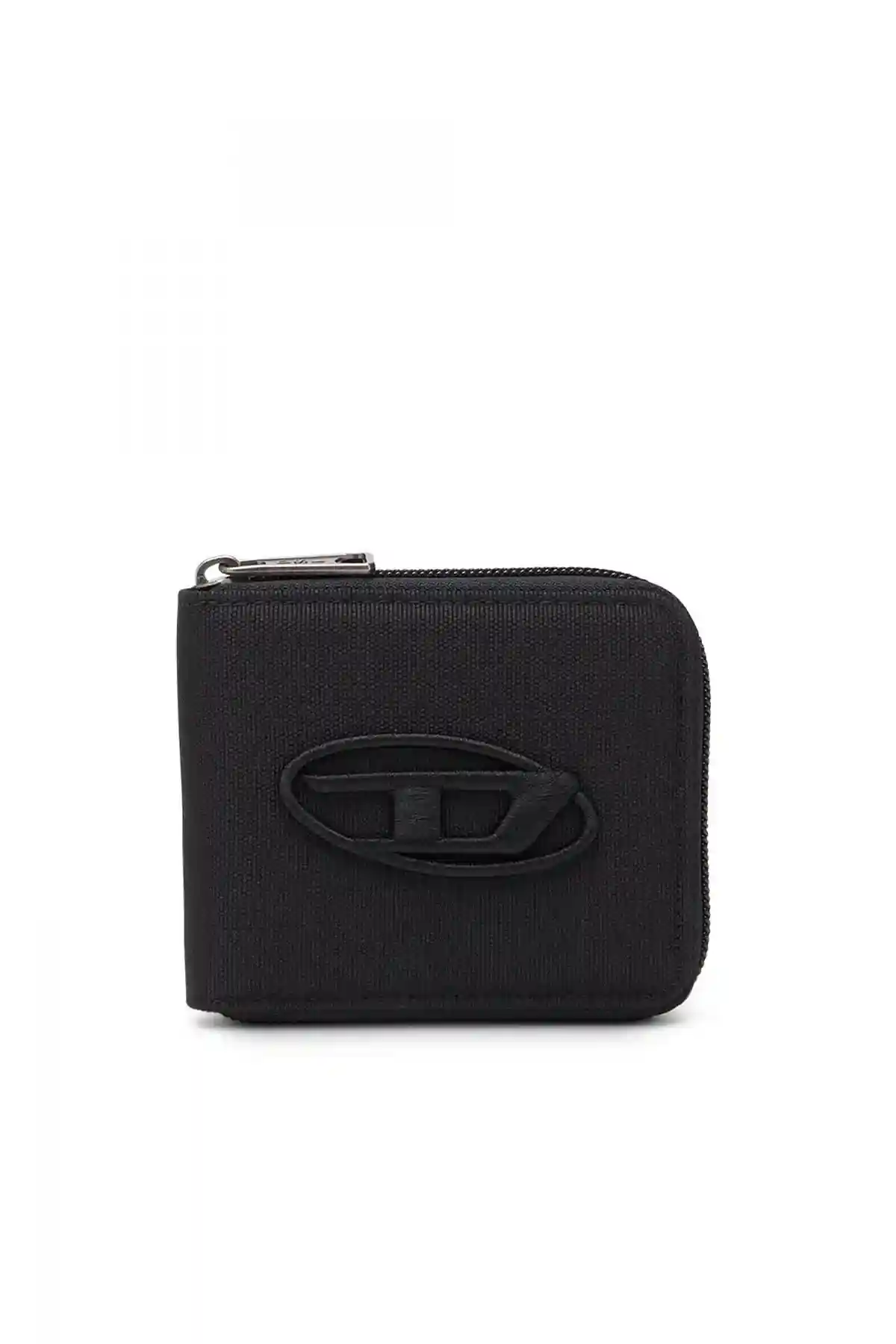 Black Zip-around wallet with logo embroidery