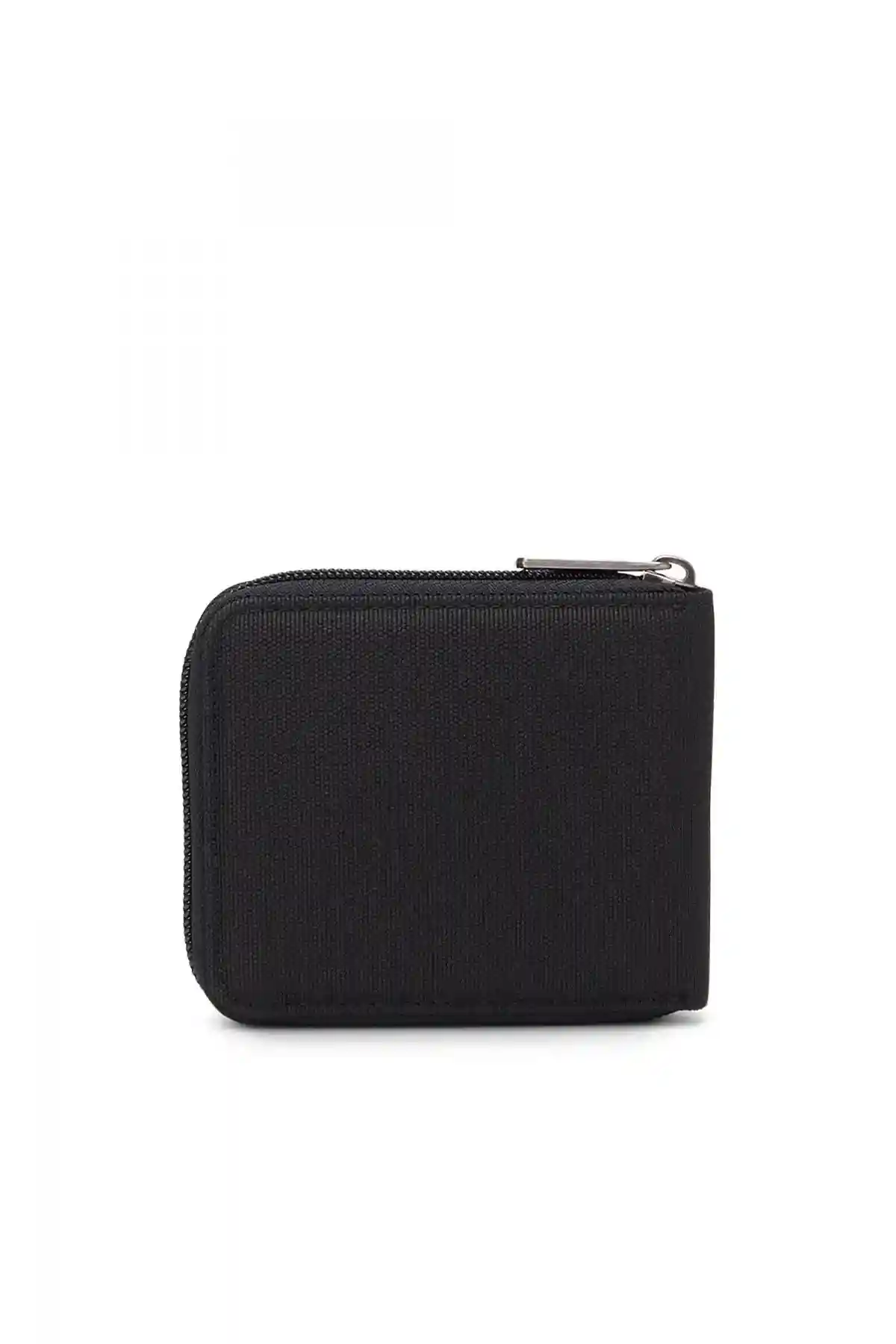 Black Zip-around wallet with logo embroidery