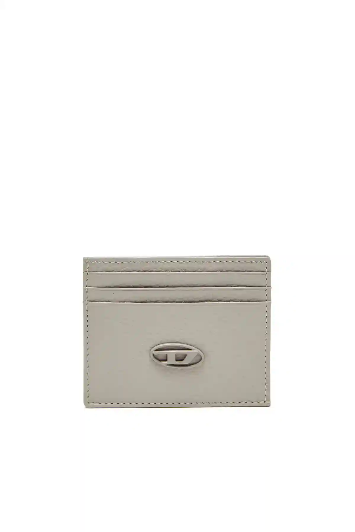 Grey Card case in grained leather