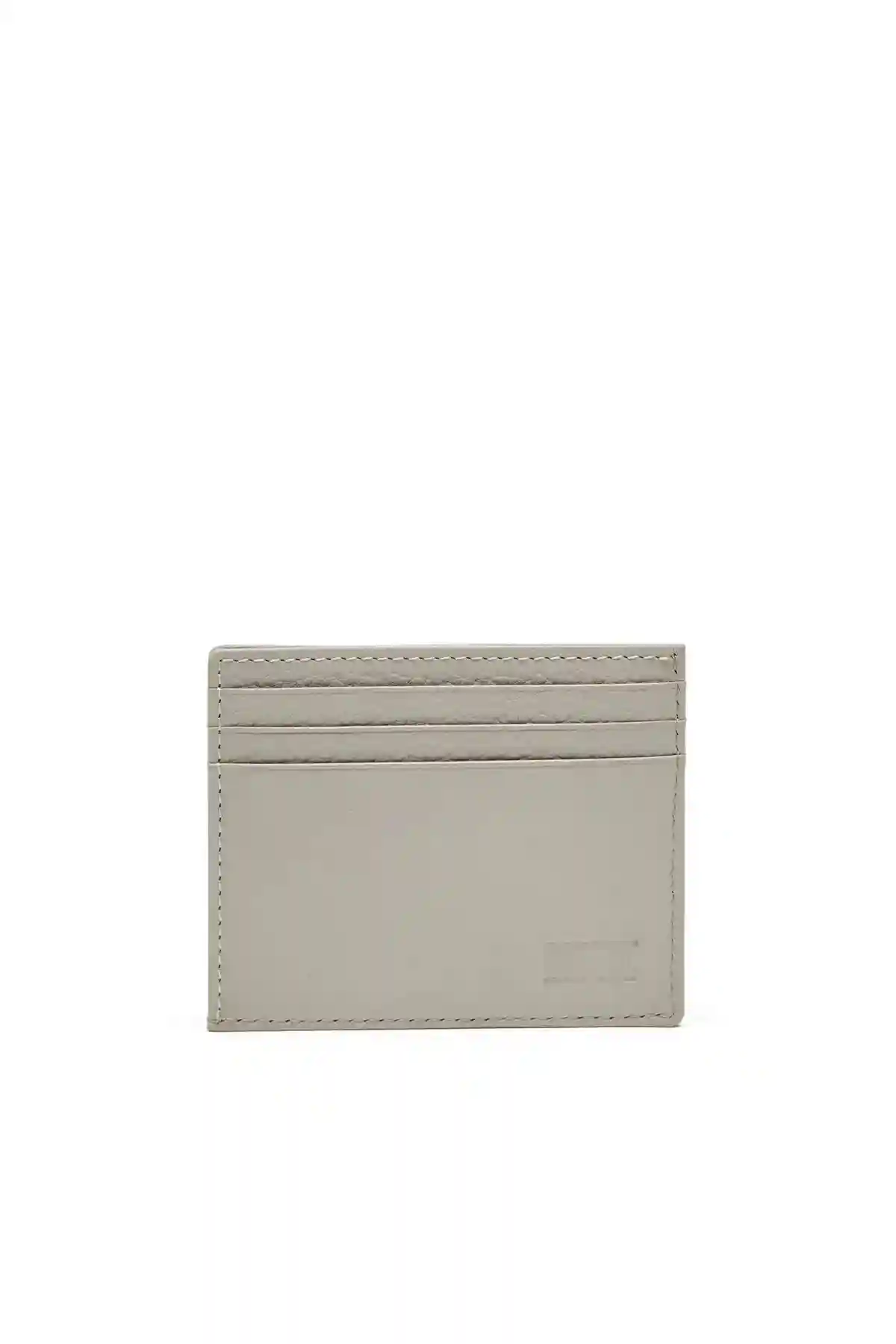 Grey Card case in grained leather