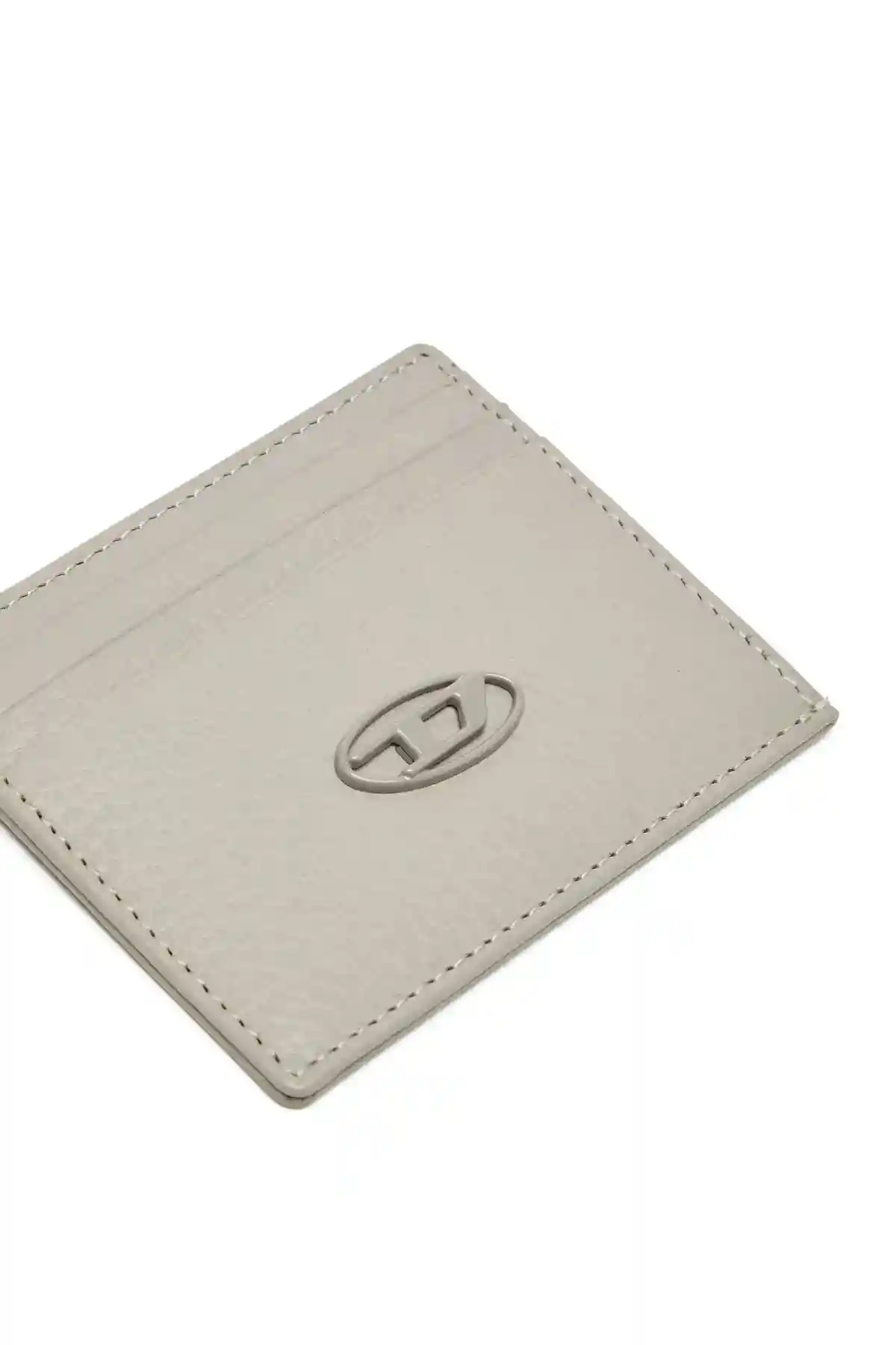 Grey Card case in grained leather