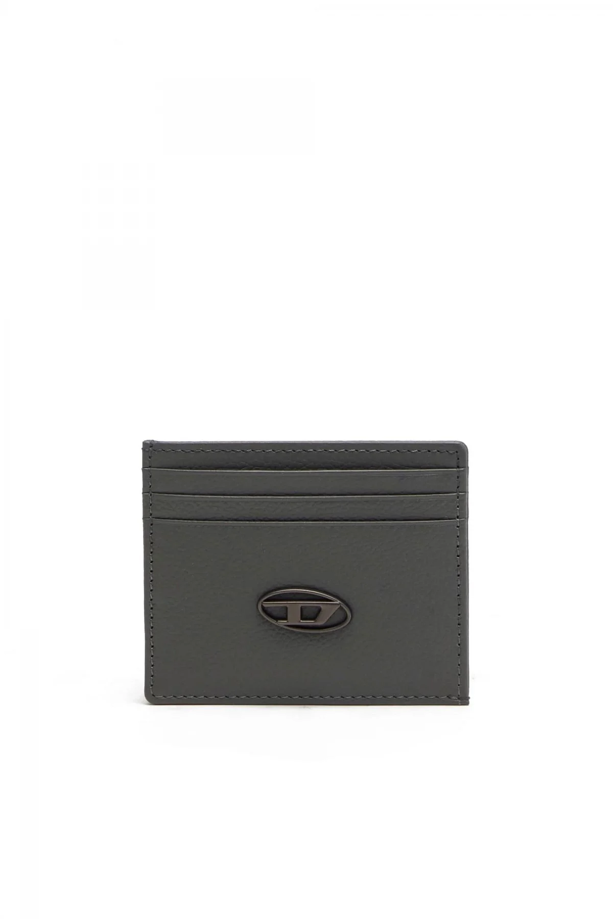 Grey Card case in grained leather