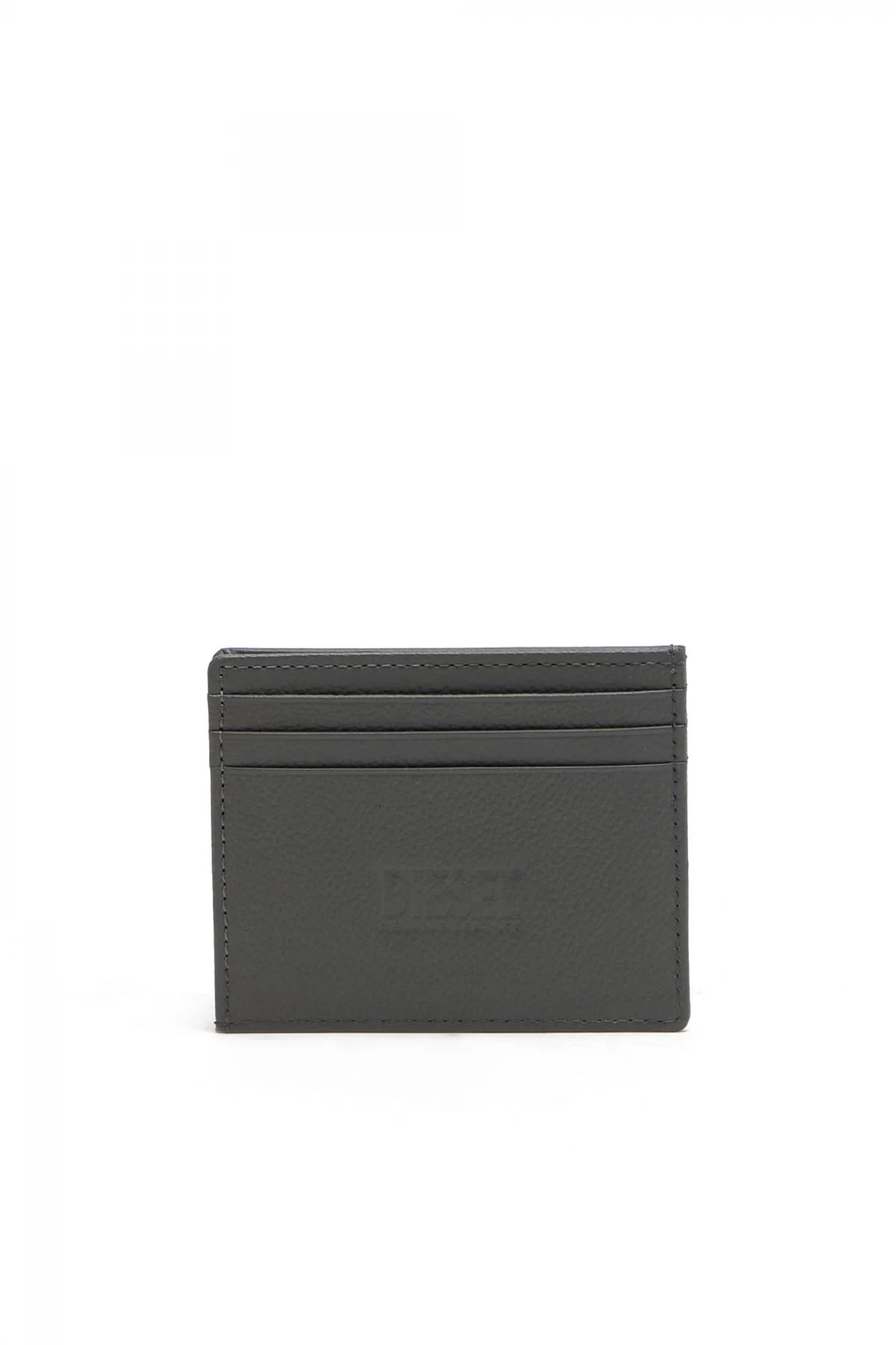 Grey Card case in grained leather