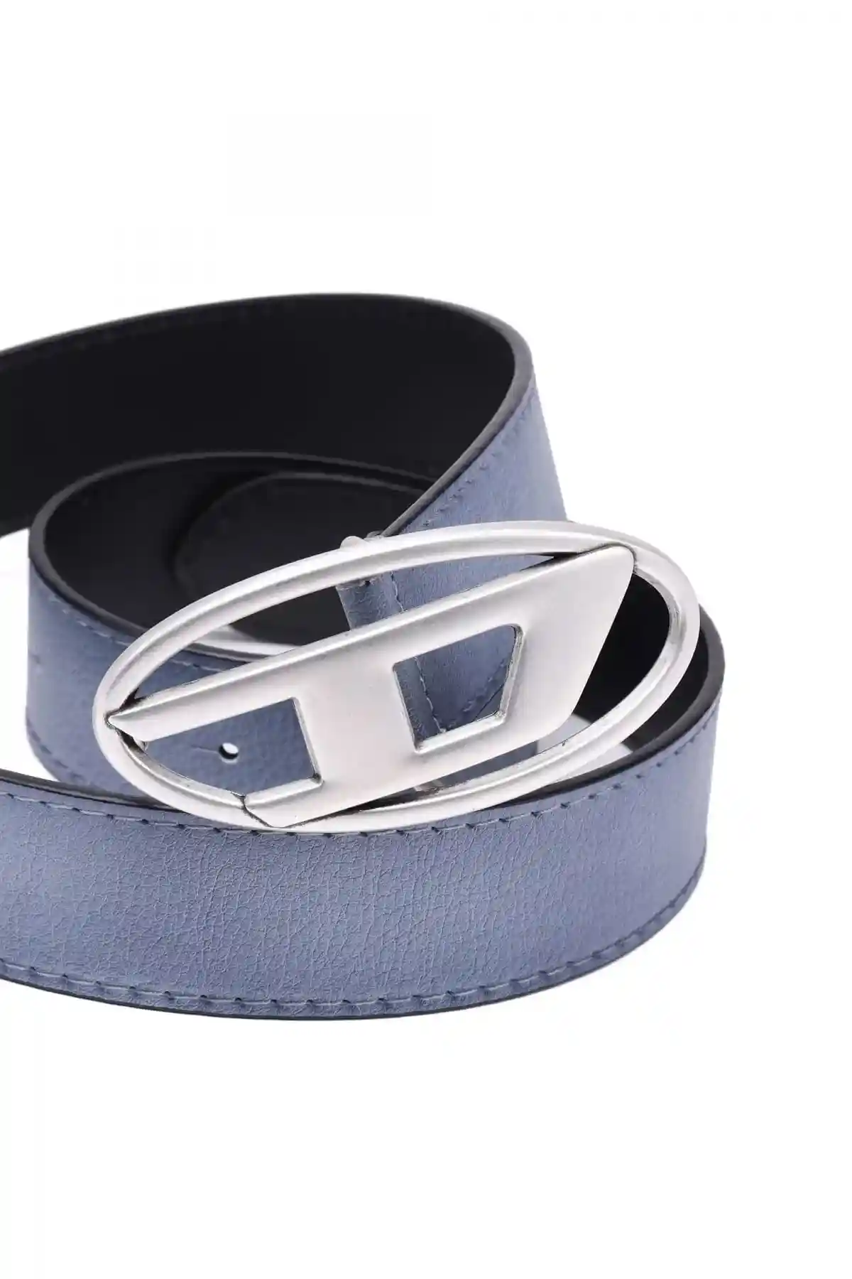 Blue Leather belt with D buckle
