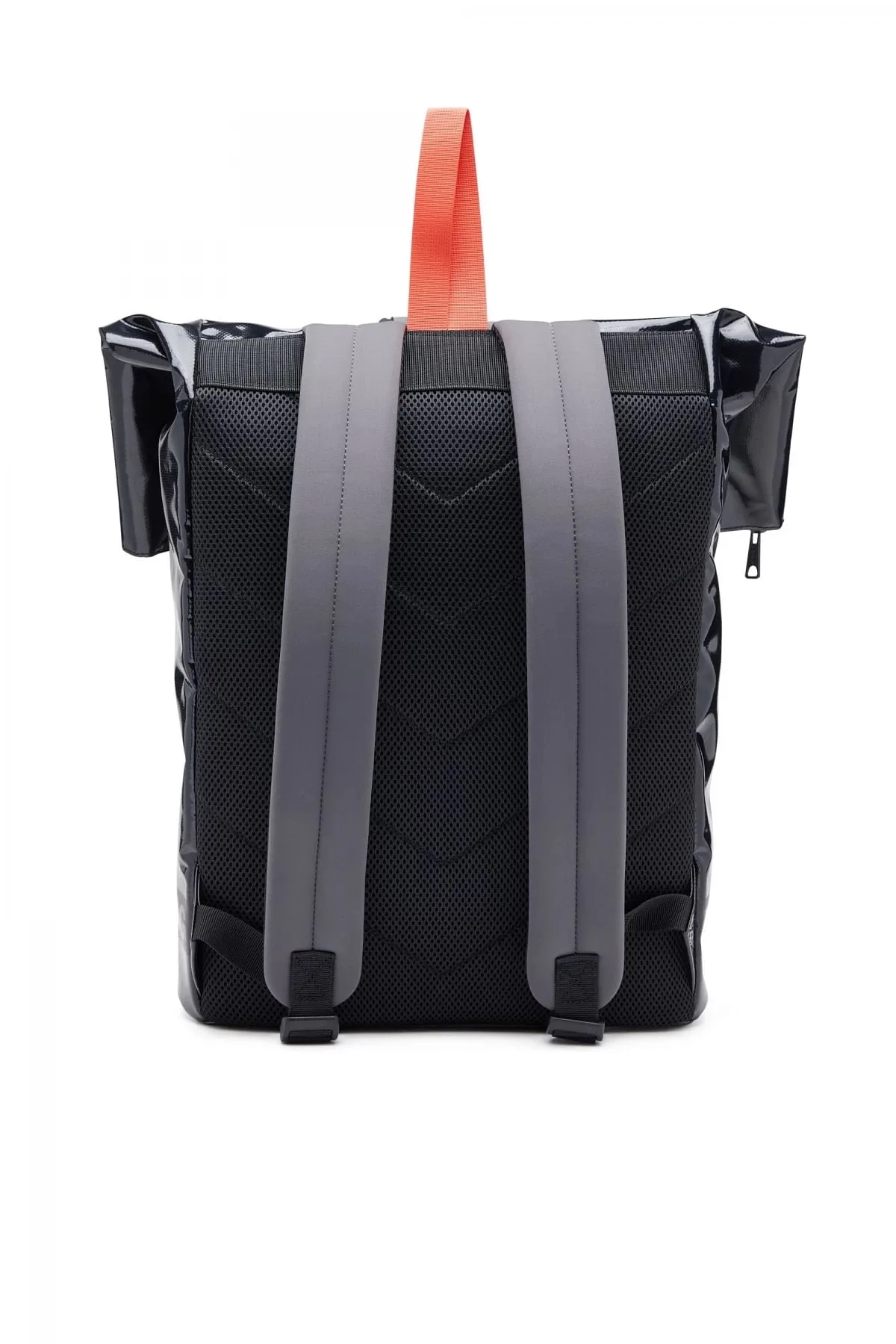 Black Trap Fill Backpack-Rolltop backpack in tarpaulin