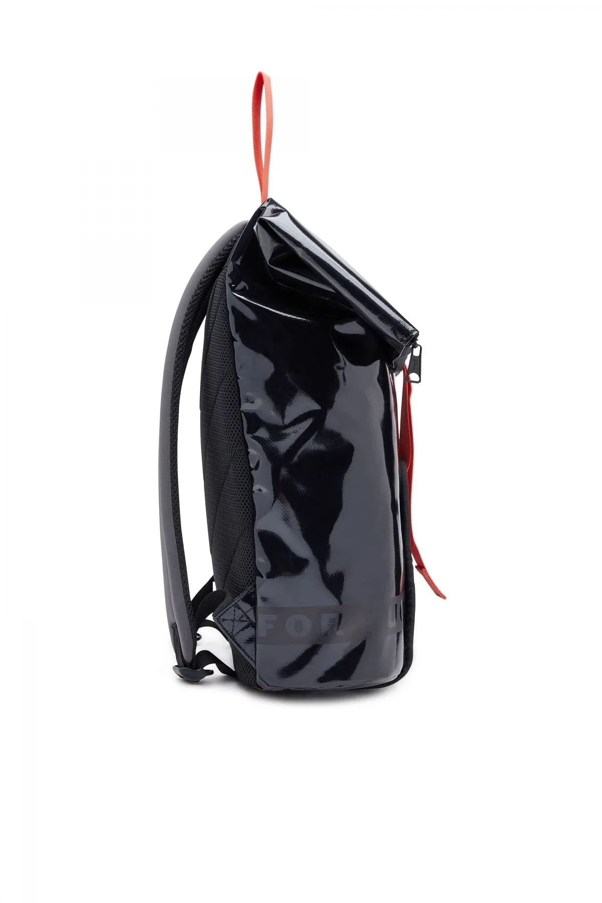 Black Trap Fill Backpack-Rolltop backpack in tarpaulin